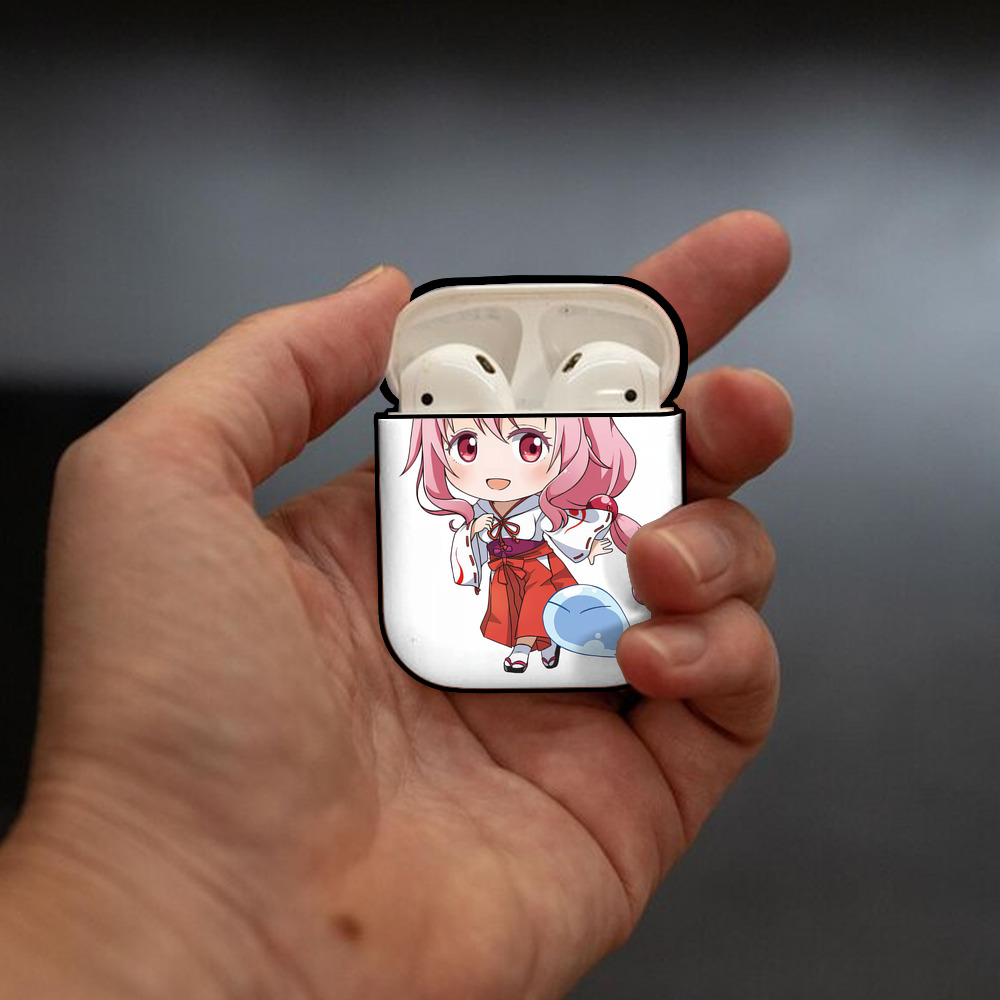 転スラ Regarding Reincarnated to Slime AirPods 第2世代保護ケース ハードシェル ブラック 耐衝撃・防指紋・カラビナ付き