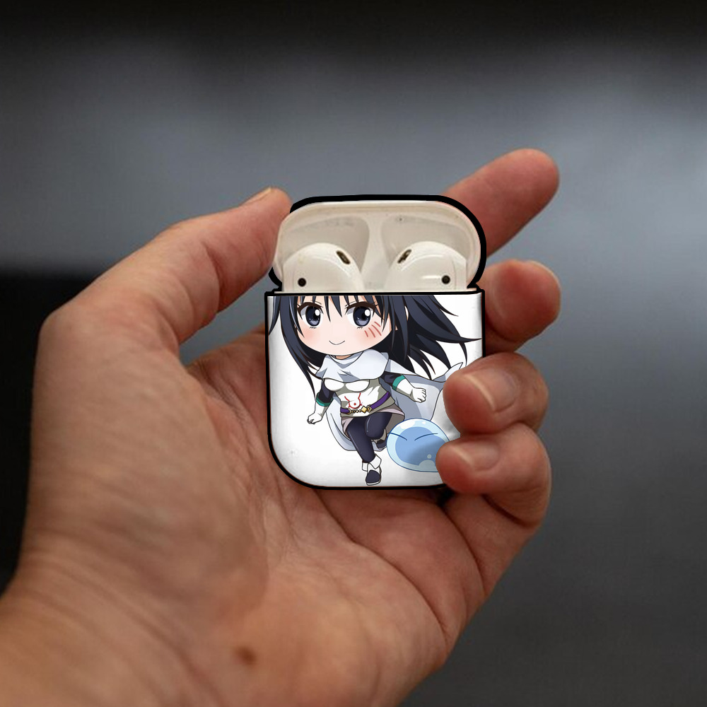 転スラ Regarding Reincarnated to Slime AirPods 第2世代保護ケース ハードシェル ブラック 耐衝撃・防指紋・カラビナ付き