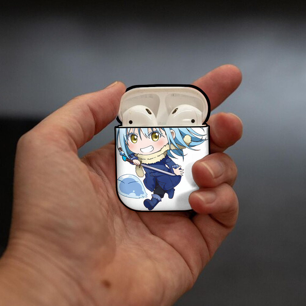 転スラ Regarding Reincarnated to Slime AirPods 第2世代保護ケース ハードシェル ブラック 耐衝撃・防指紋・カラビナ付き