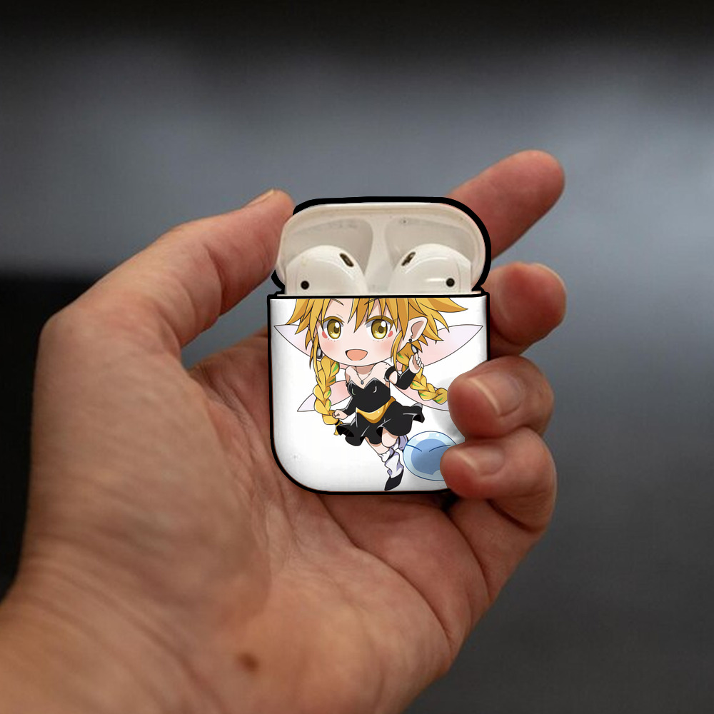 転スラ Regarding Reincarnated to Slime AirPods 第2世代保護ケース ハードシェル ブラック 耐衝撃・防指紋・カラビナ付き