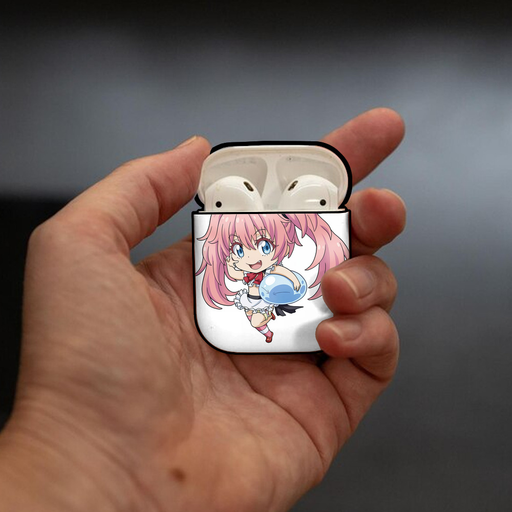転スラ Regarding Reincarnated to Slime AirPods 第2世代保護ケース ハードシェル ブラック 耐衝撃・防指紋・カラビナ付き