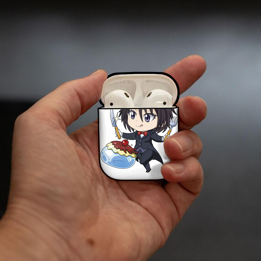 転スラ Regarding Reincarnated to Slime AirPods 第2世代保護ケース ハードシェル ブラック 耐衝撃・防指紋・カラビナ付き