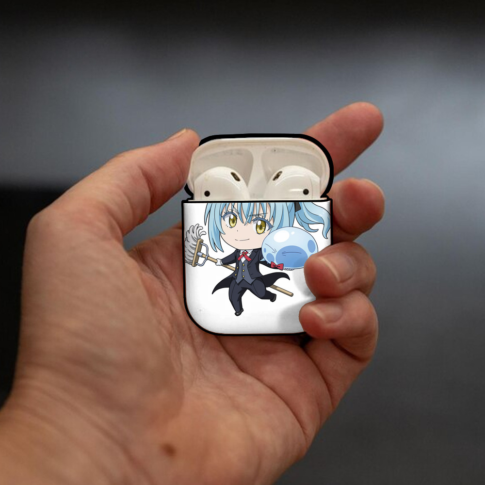 転スラ Regarding Reincarnated to Slime AirPods 第2世代保護ケース ハードシェル ブラック 耐衝撃・防指紋・カラビナ付き