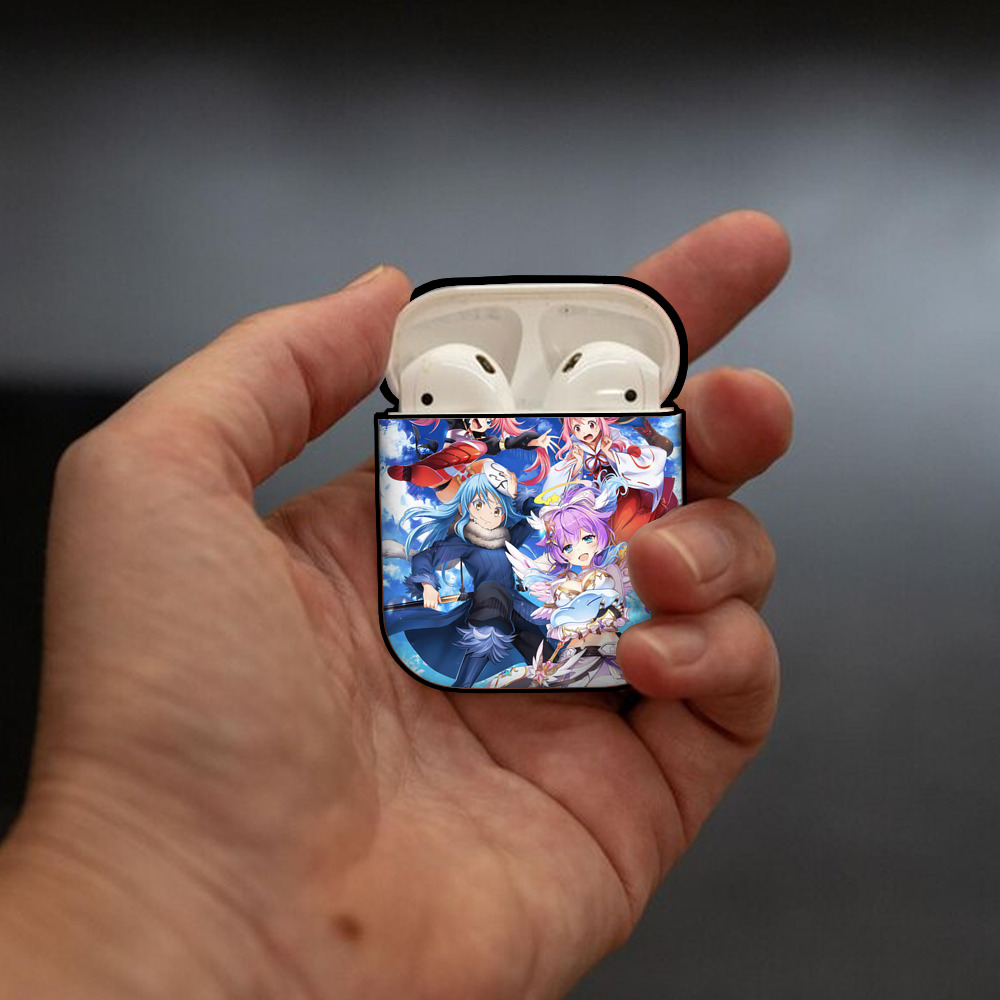 転スラ Regarding Reincarnated to Slime AirPods 第2世代保護ケース ハードシェル ブラック 耐衝撃・防指紋・カラビナ付き