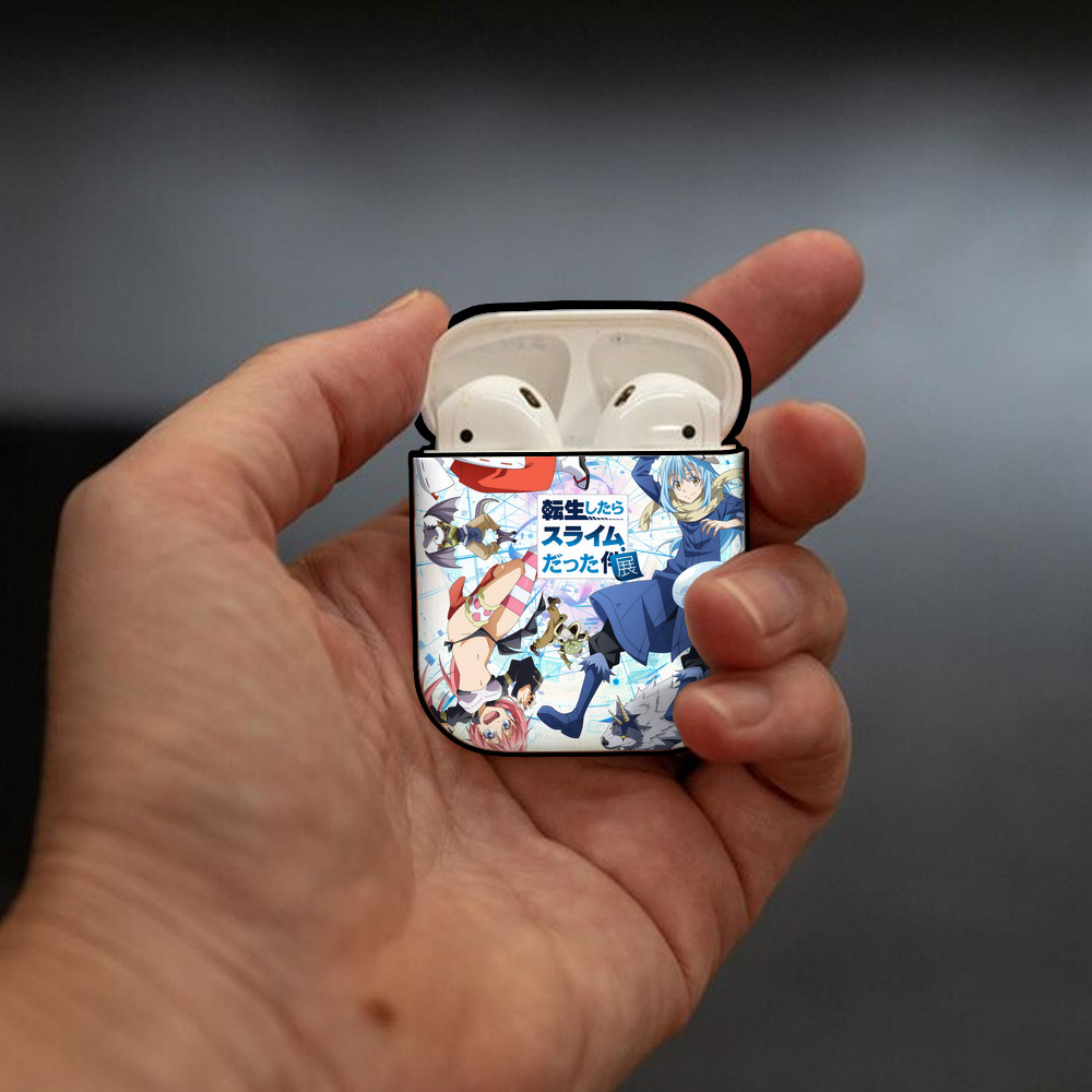 転スラ Regarding Reincarnated to Slime AirPods 第2世代保護ケース ハードシェル ブラック 耐衝撃・防指紋・カラビナ付き