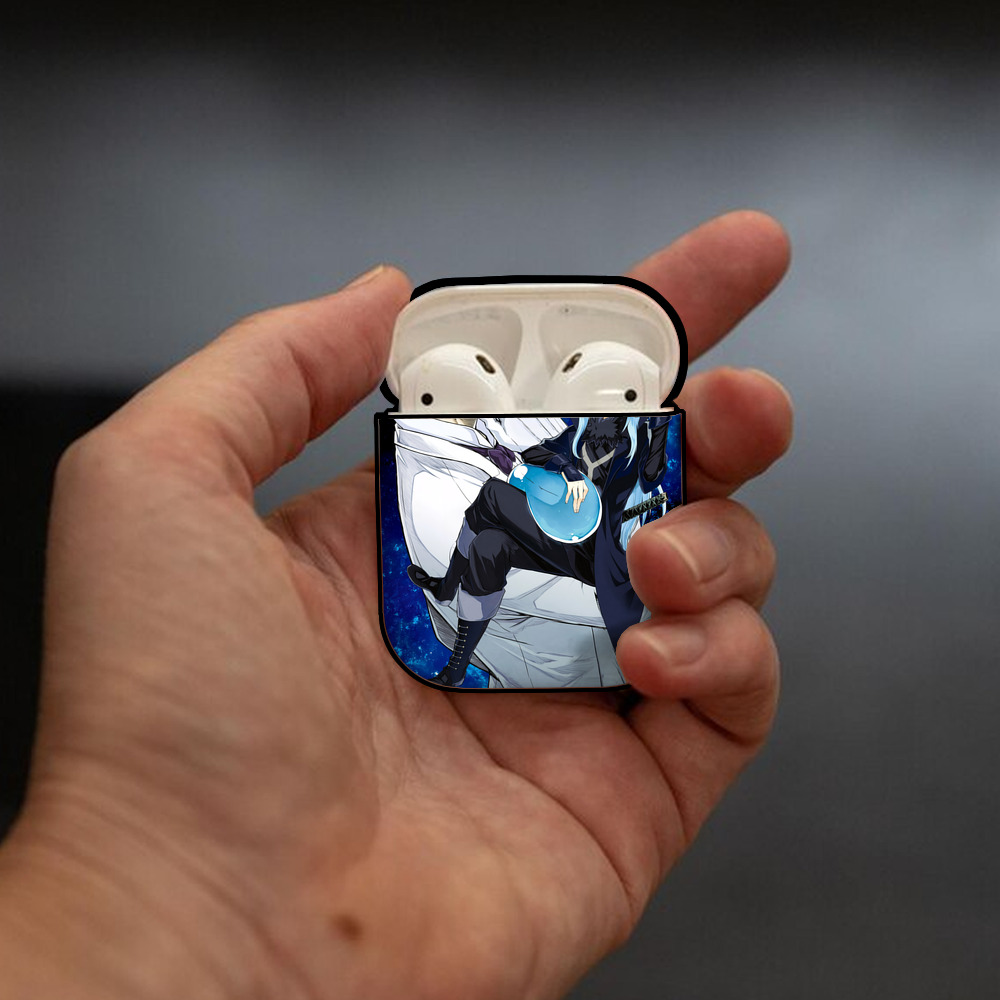 転スラ Regarding Reincarnated to Slime AirPods 第2世代保護ケース ハードシェル ブラック 耐衝撃・防指紋・カラビナ付き