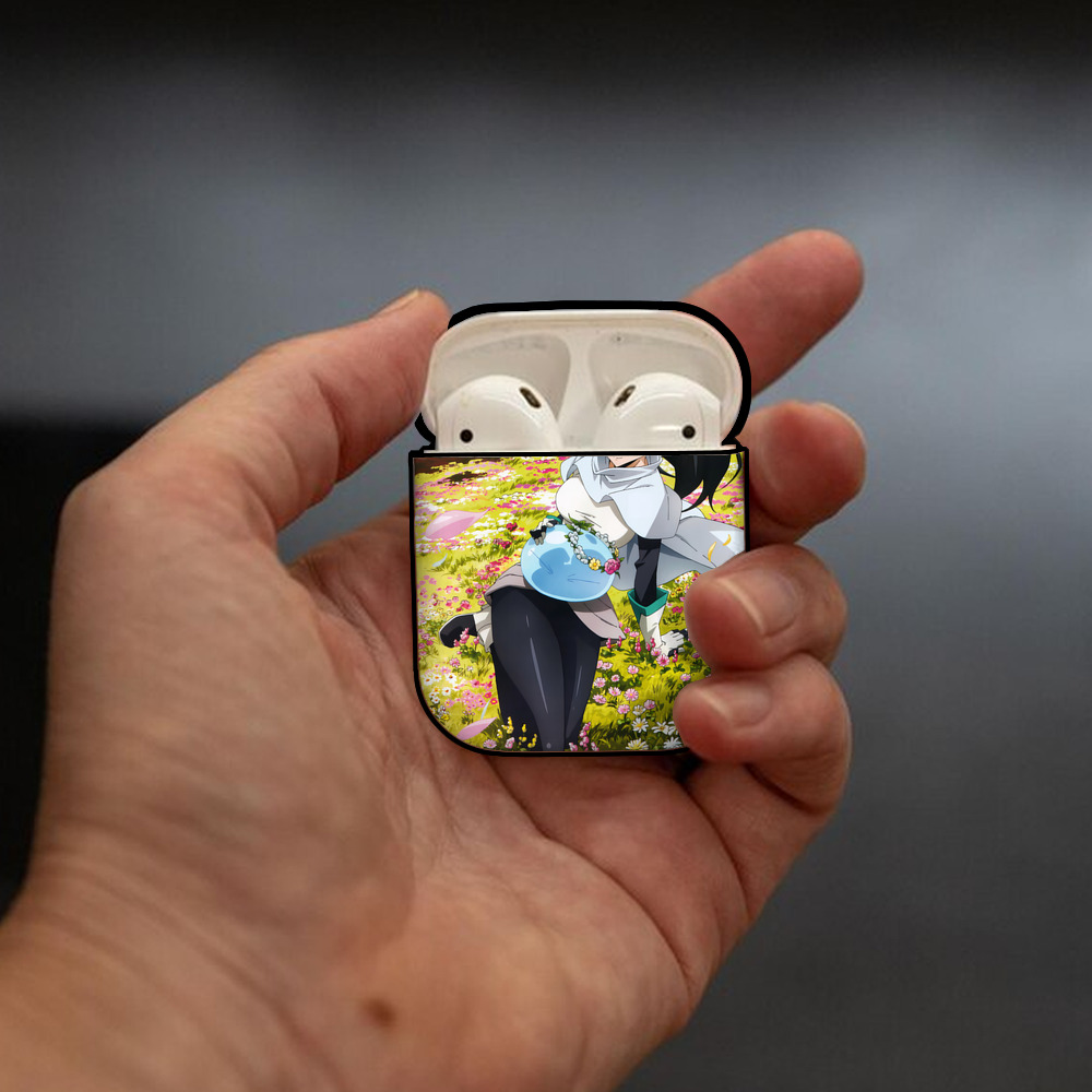 転スラ Regarding Reincarnated to Slime AirPods 第2世代保護ケース ハードシェル ブラック 耐衝撃・防指紋・カラビナ付き