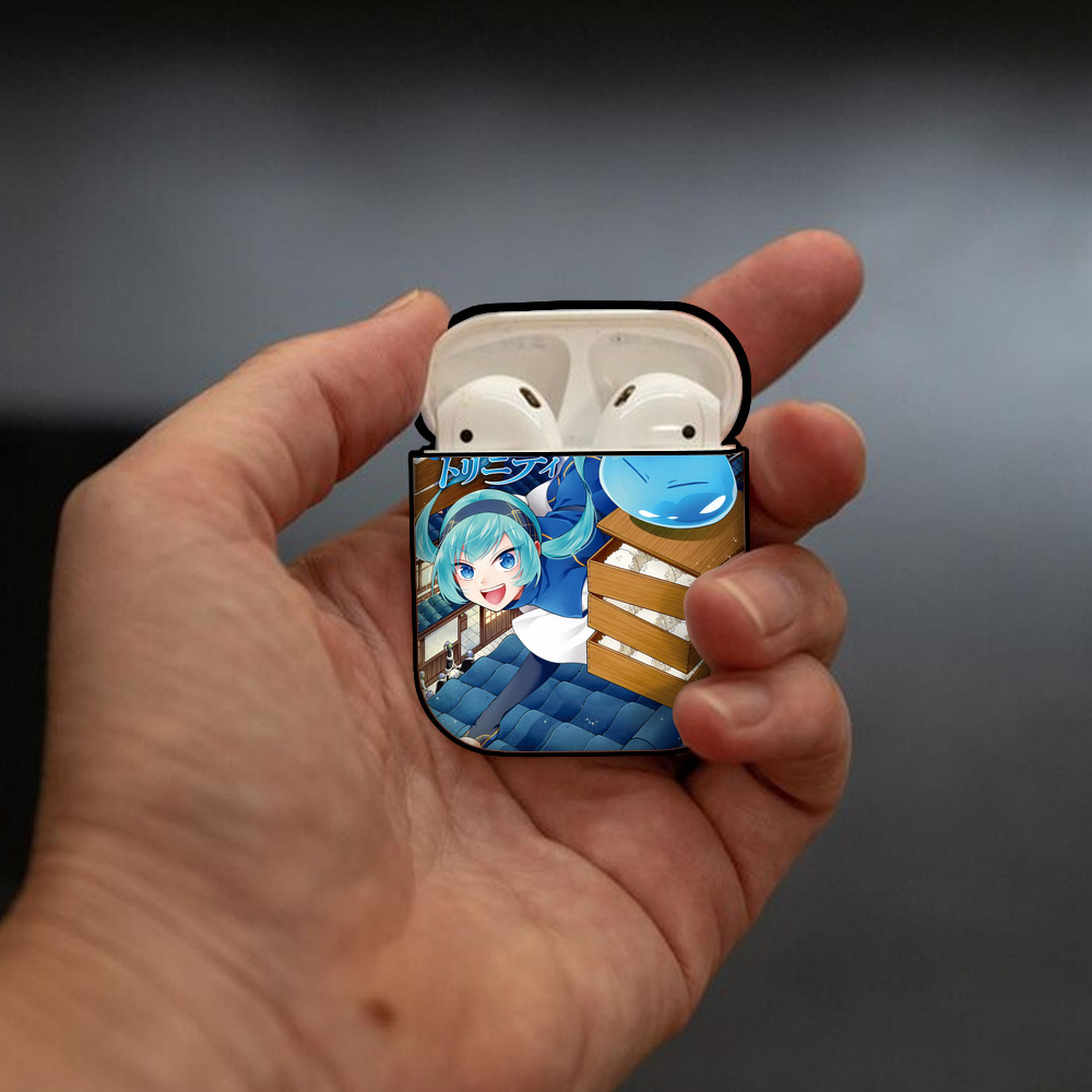 転スラ Regarding Reincarnated to Slime AirPods 第2世代保護ケース ハードシェル ブラック 耐衝撃・防指紋・カラビナ付き