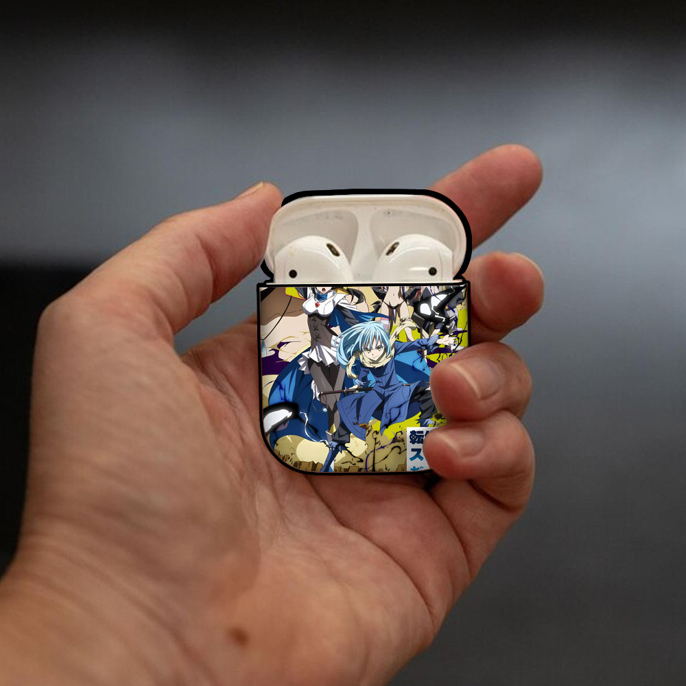 転スラ Regarding Reincarnated to Slime AirPods 第2世代保護ケース ハードシェル ブラック 耐衝撃・防指紋・カラビナ付き
