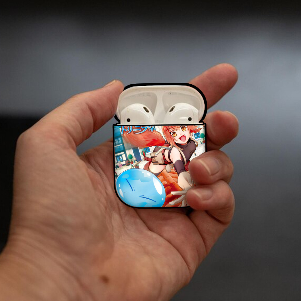 転スラ Regarding Reincarnated to Slime AirPods 第2世代保護ケース ハードシェル ブラック 耐衝撃・防指紋・カラビナ付き