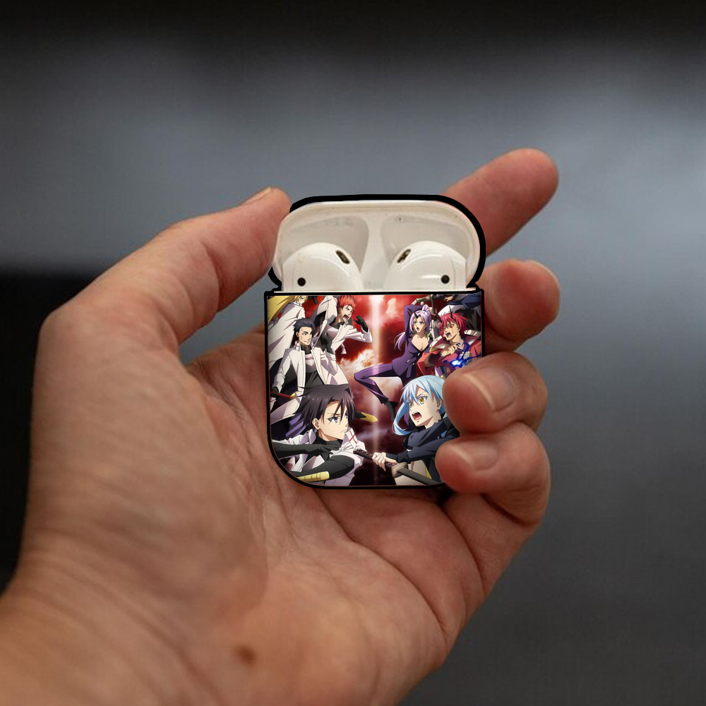 転スラ Regarding Reincarnated to Slime AirPods 第2世代保護ケース ハードシェル ブラック 耐衝撃・防指紋・カラビナ付き