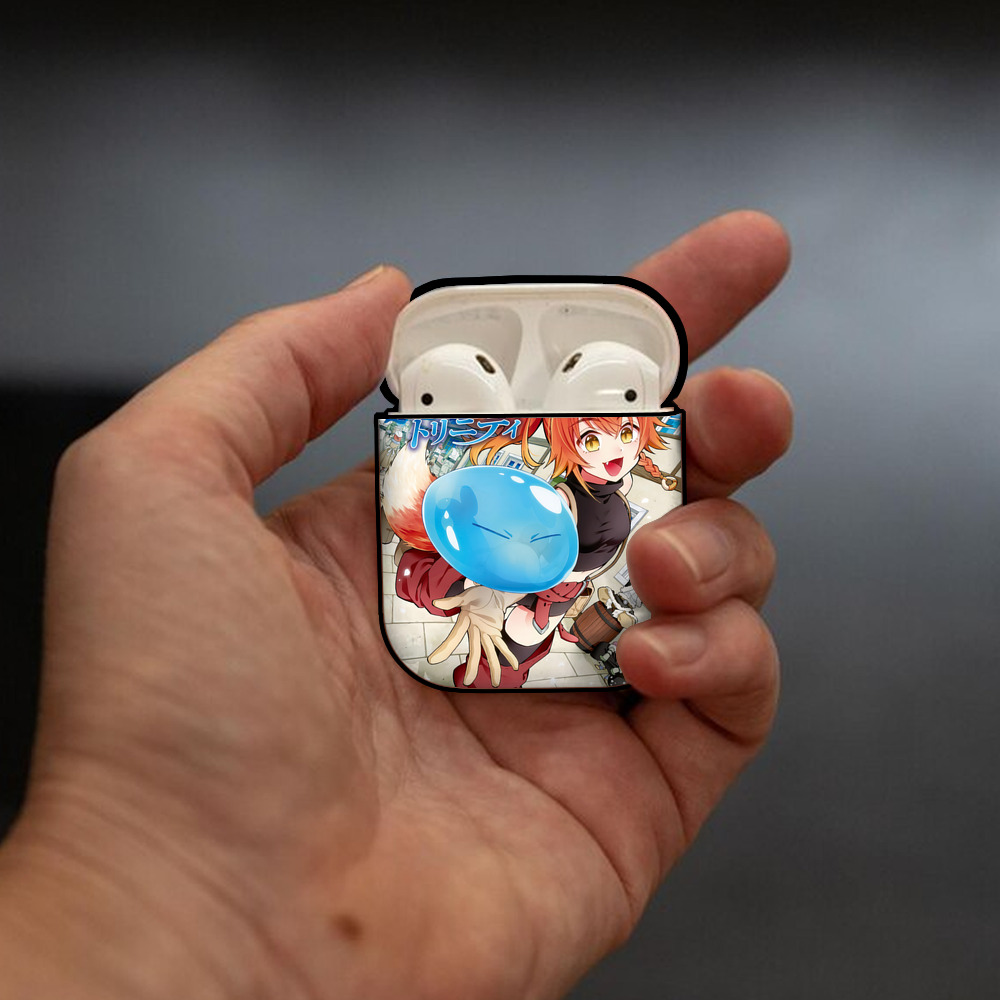 転スラ Regarding Reincarnated to Slime AirPods 第2世代保護ケース ハードシェル ブラック 耐衝撃・防指紋・カラビナ付き