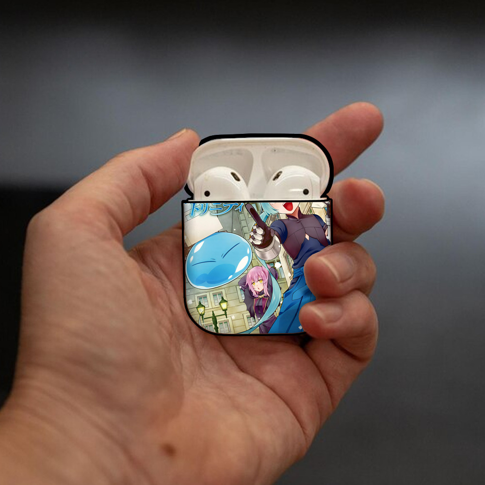 転スラ Regarding Reincarnated to Slime AirPods 第2世代保護ケース ハードシェル ブラック 耐衝撃・防指紋・カラビナ付き