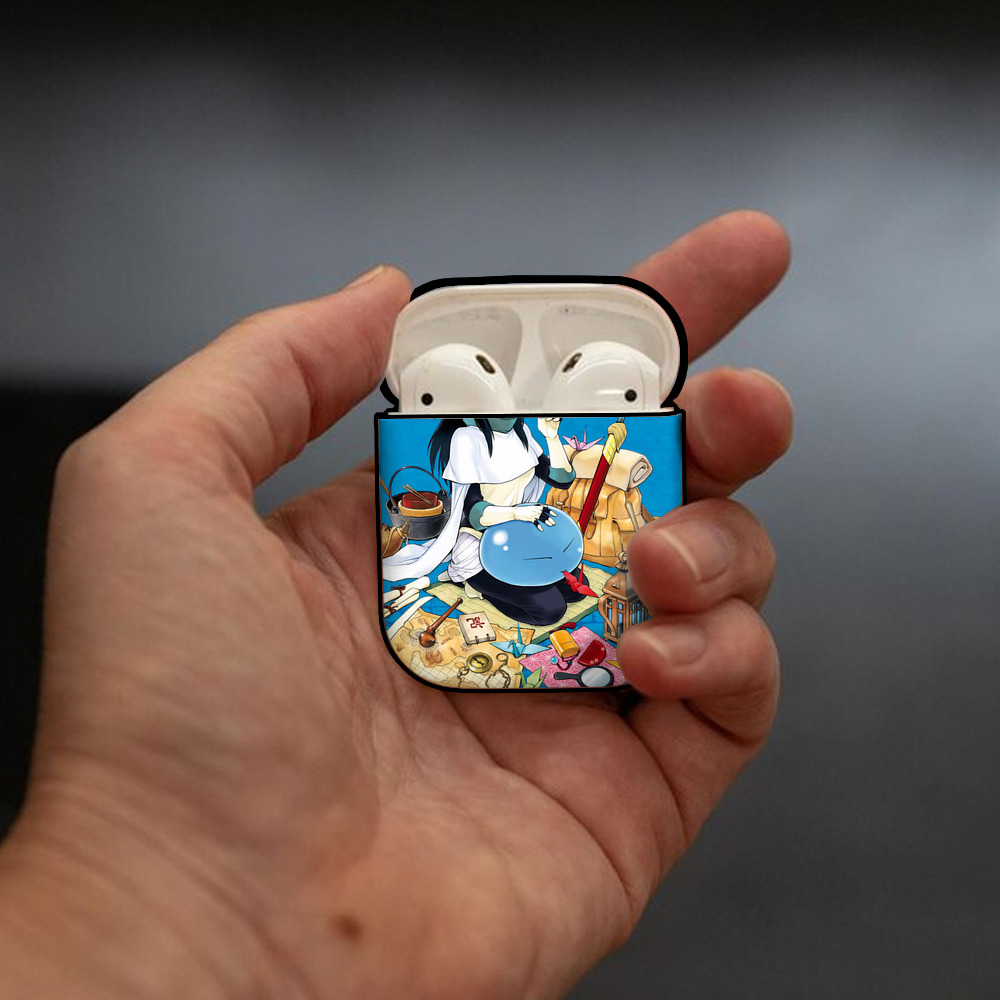 転スラ Regarding Reincarnated to Slime AirPods 第2世代保護ケース ハードシェル ブラック 耐衝撃・防指紋・カラビナ付き