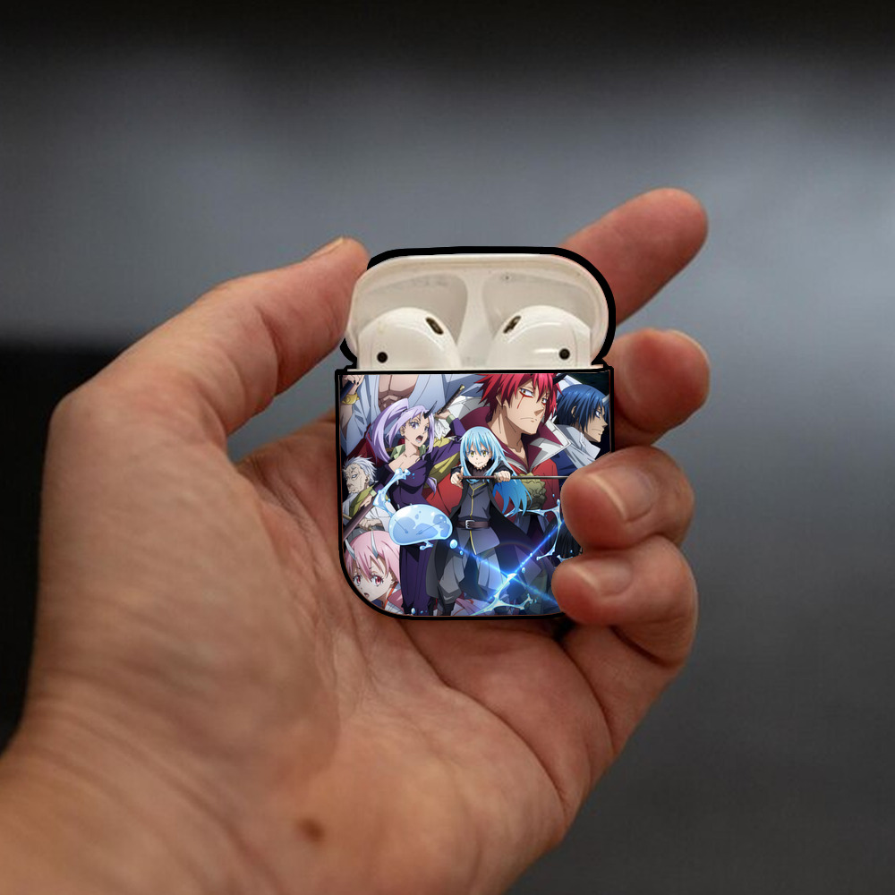 転スラ Regarding Reincarnated to Slime AirPods 第2世代保護ケース ハードシェル ブラック 耐衝撃・防指紋・カラビナ付き