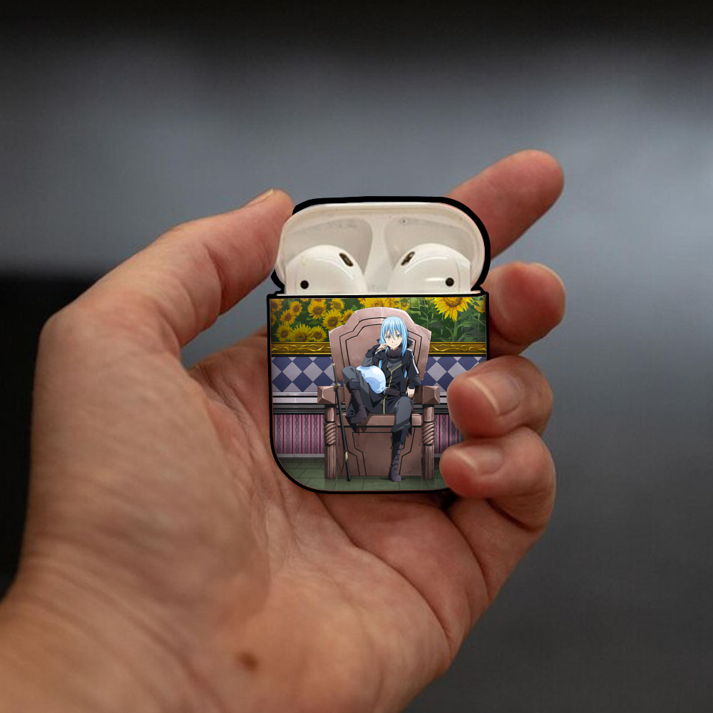 転スラ Regarding Reincarnated to Slime AirPods 第2世代保護ケース ハードシェル ブラック 耐衝撃・防指紋・カラビナ付き