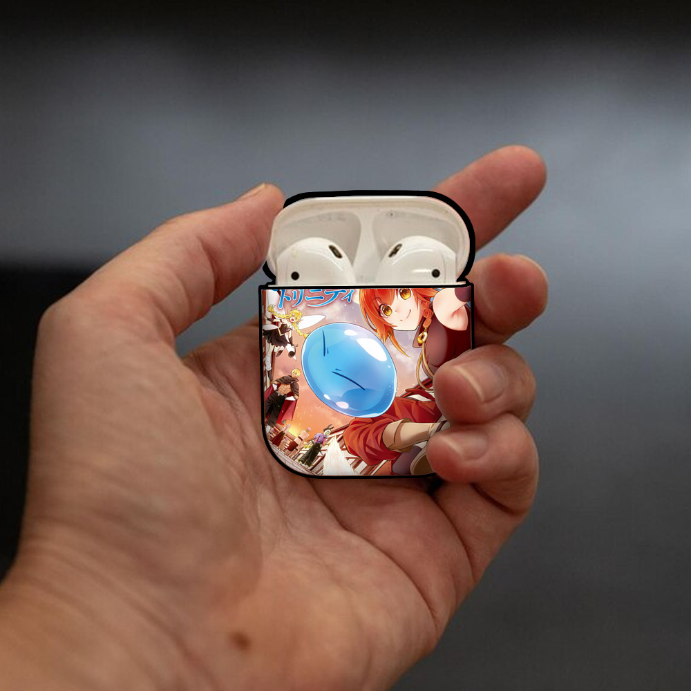 転スラ Regarding Reincarnated to Slime AirPods 第2世代保護ケース ハードシェル ブラック 耐衝撃・防指紋・カラビナ付き
