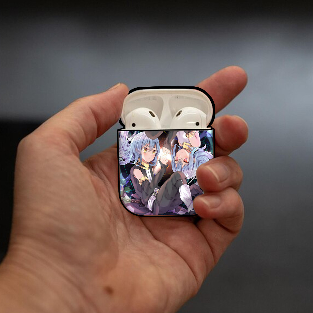 転スラ Regarding Reincarnated to Slime AirPods 第2世代保護ケース ハードシェル ブラック 耐衝撃・防指紋・カラビナ付き
