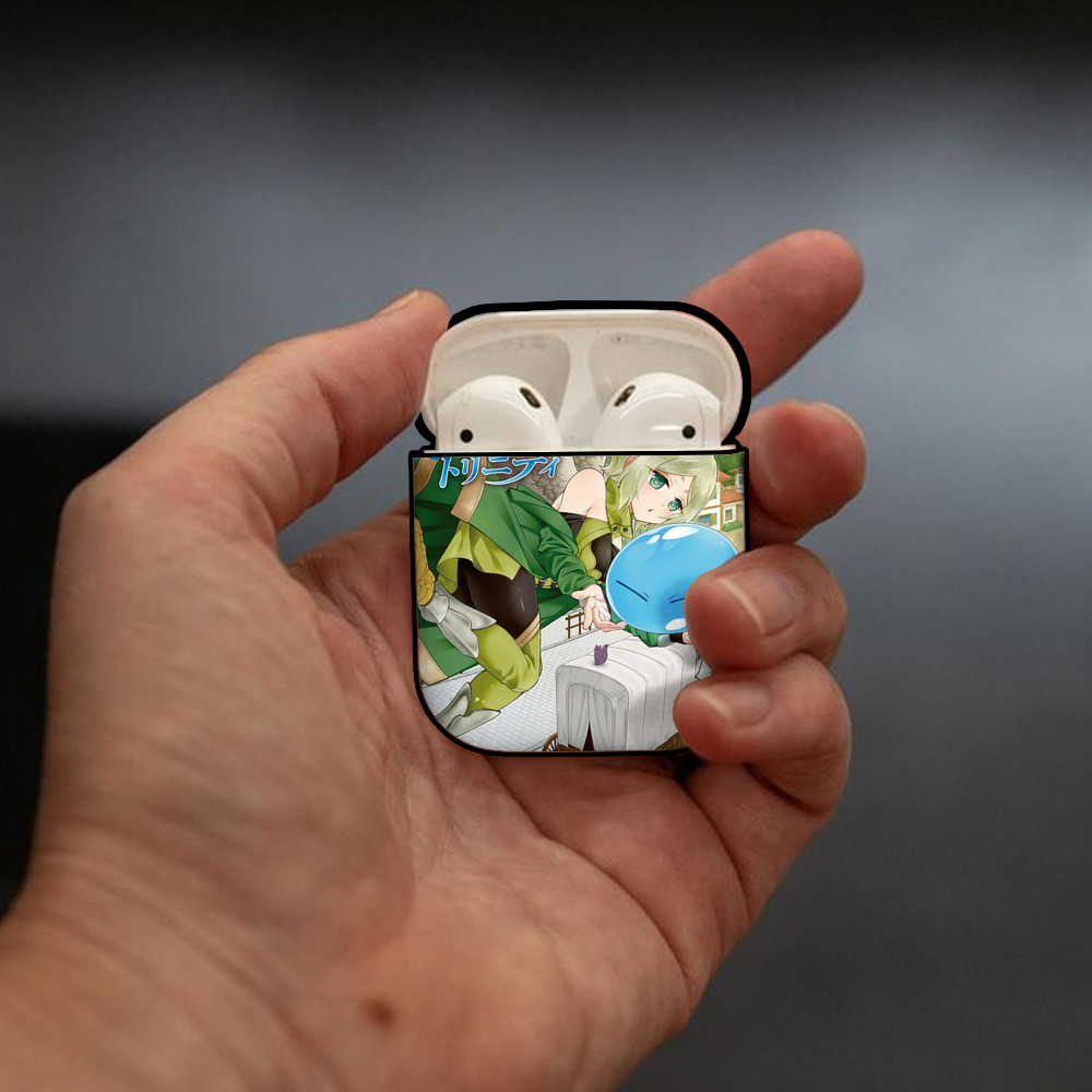 転スラ Regarding Reincarnated to Slime AirPods 第2世代保護ケース ハードシェル ブラック 耐衝撃・防指紋・カラビナ付き