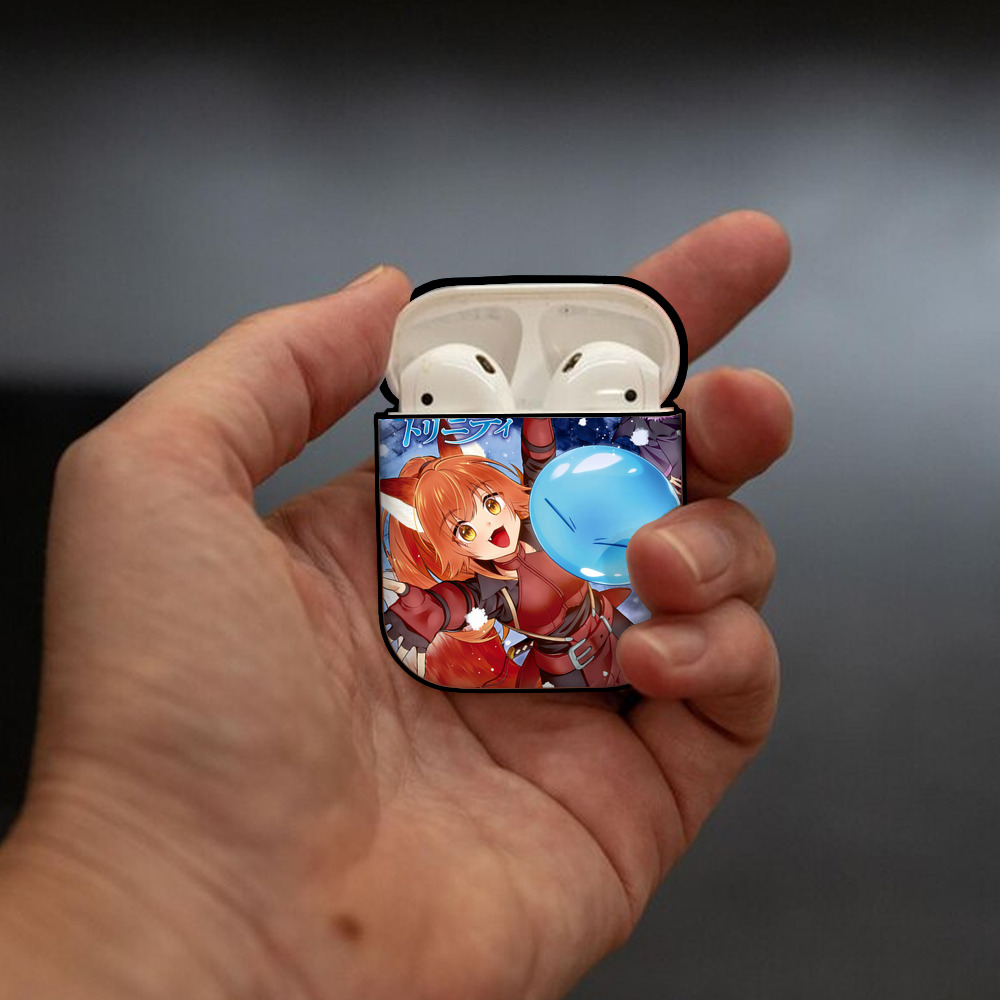 転スラ Regarding Reincarnated to Slime AirPods 第2世代保護ケース ハードシェル ブラック 耐衝撃・防指紋・カラビナ付き