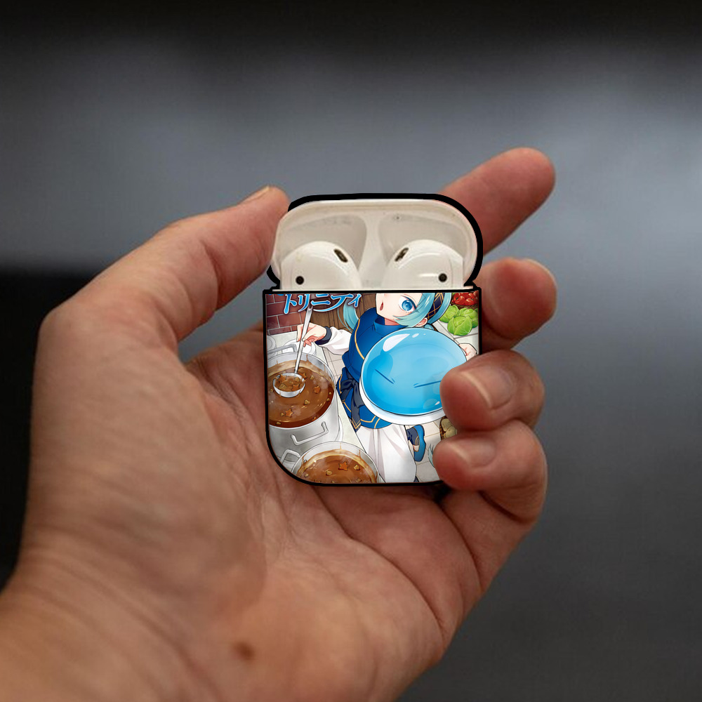 転スラ Regarding Reincarnated to Slime AirPods 第2世代保護ケース ハードシェル ブラック 耐衝撃・防指紋・カラビナ付き