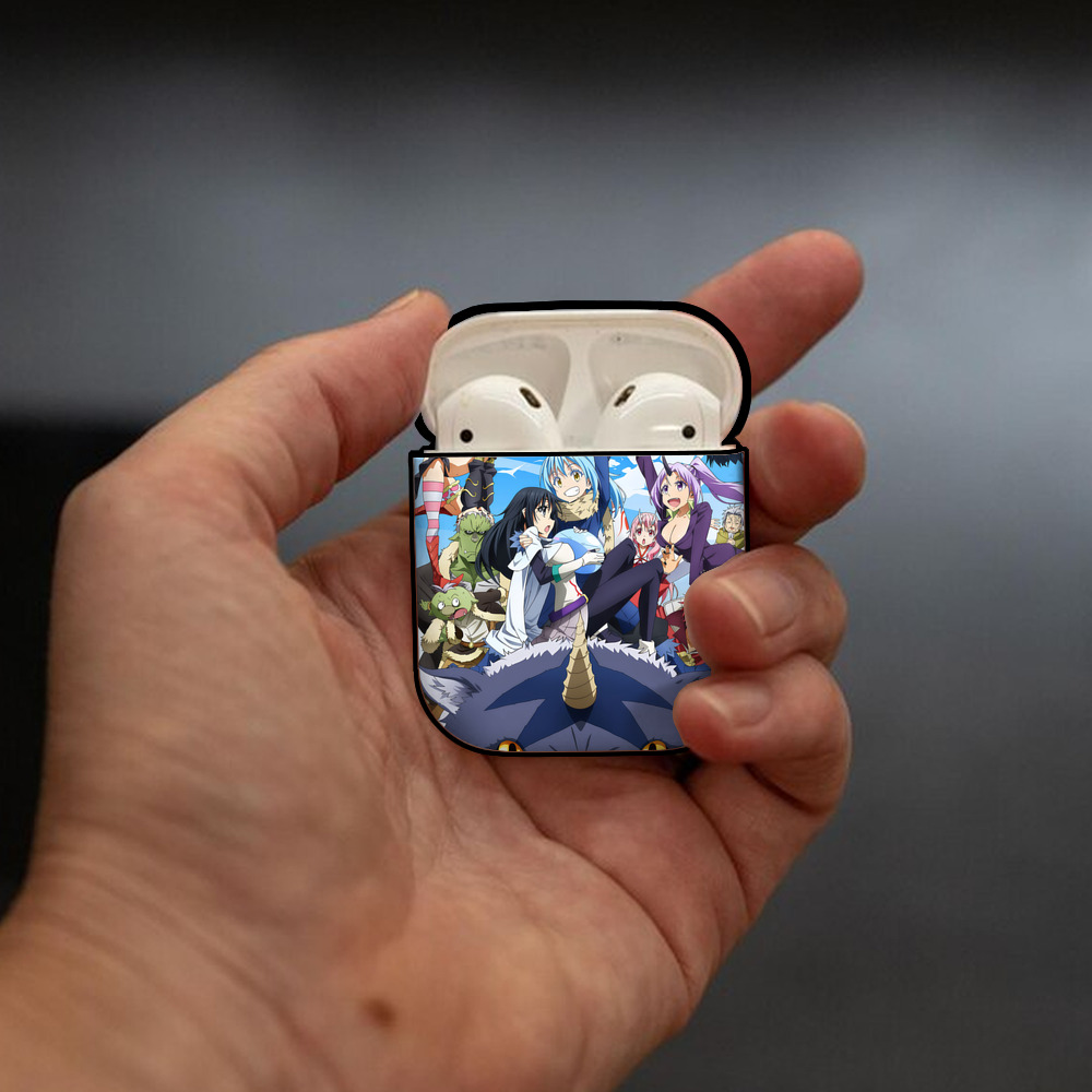 転スラ Regarding Reincarnated to Slime AirPods 第2世代保護ケース ハードシェル ブラック 耐衝撃・防指紋・カラビナ付き