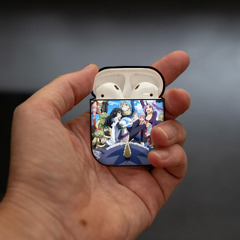 転スラ Regarding Reincarnated to Slime AirPods 第2世代保護ケース ハードシェル ブラック 耐衝撃・防指紋・カラビナ付き
