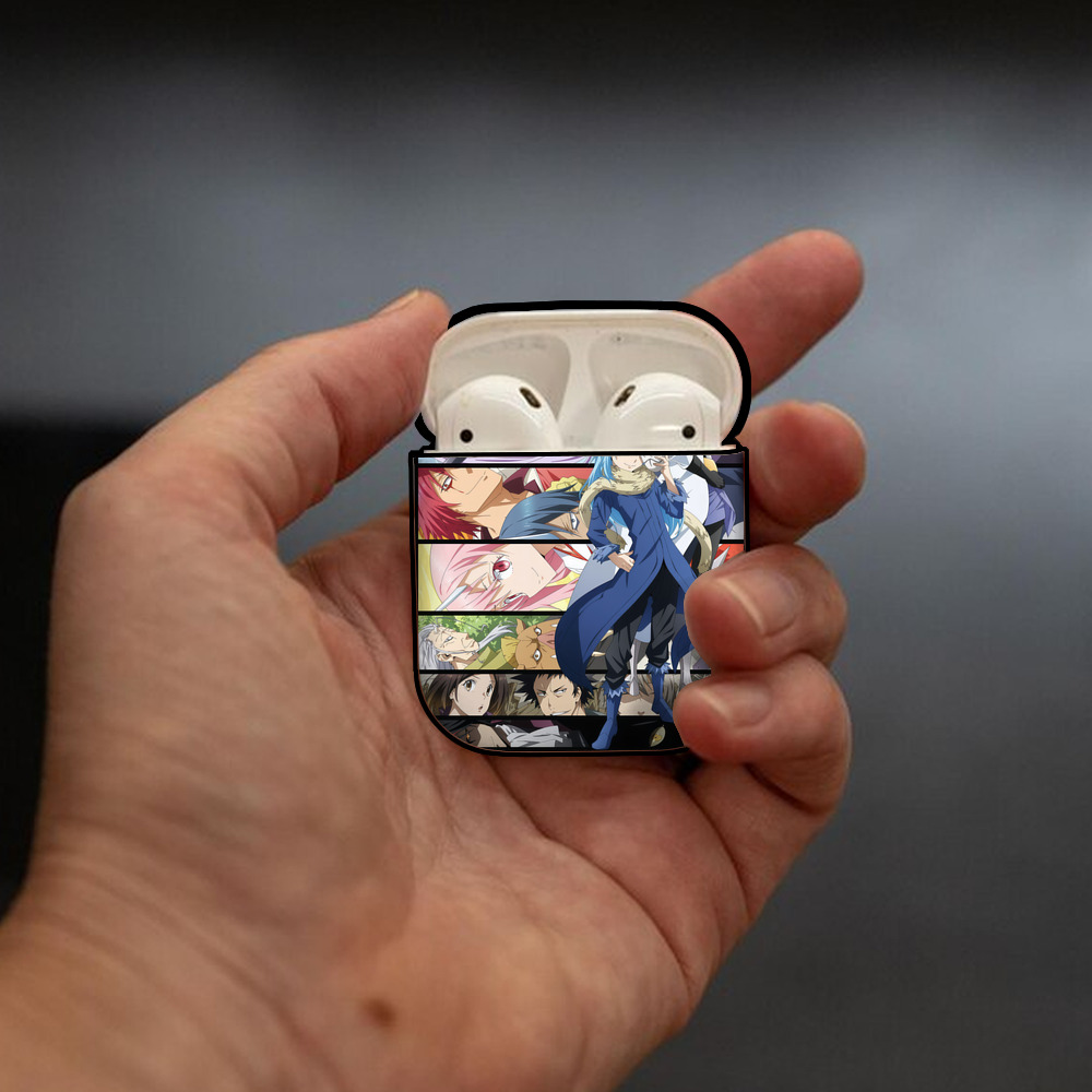 転スラ Regarding Reincarnated to Slime AirPods 第2世代保護ケース ハードシェル ブラック 耐衝撃・防指紋・カラビナ付き