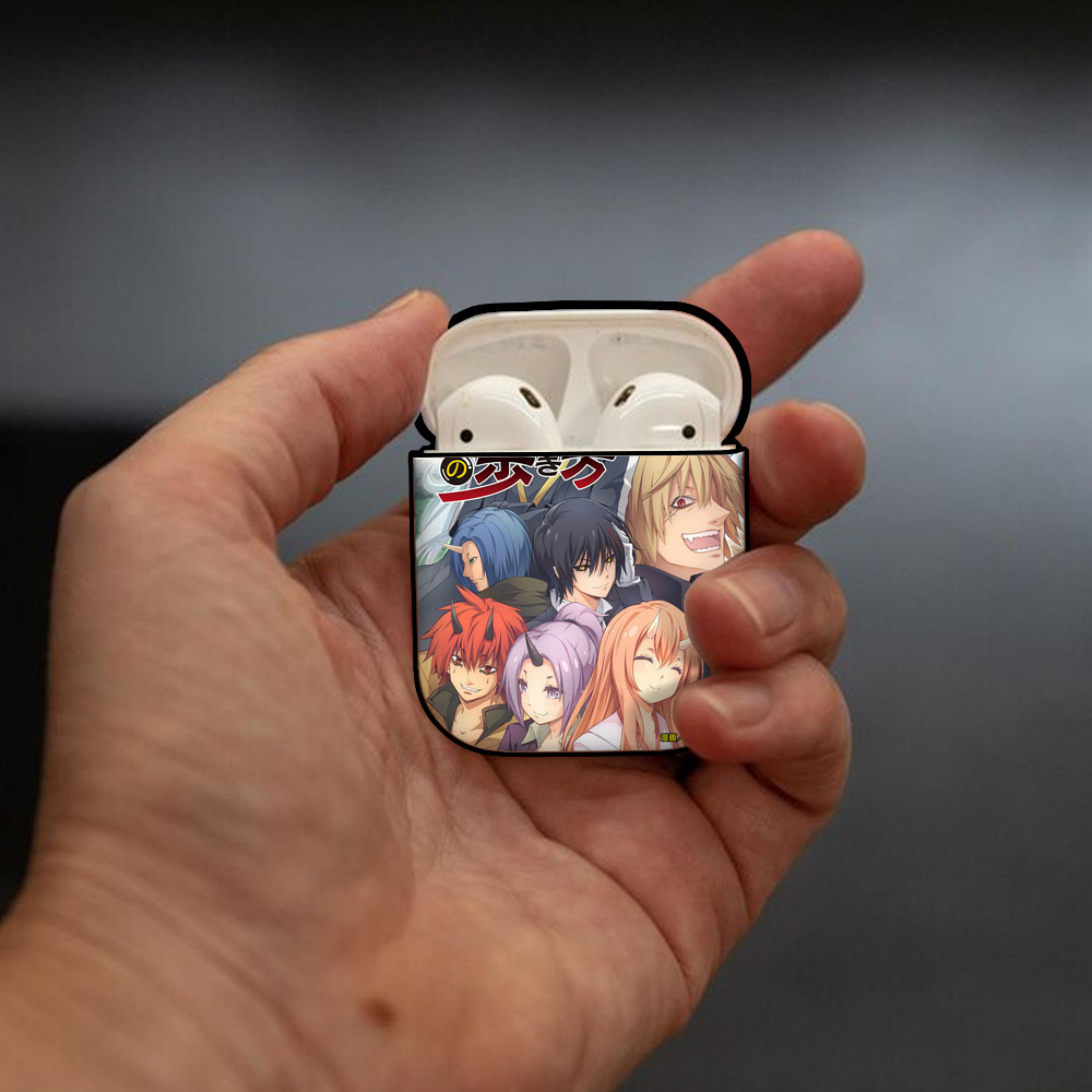 転スラ Regarding Reincarnated to Slime AirPods 第2世代保護ケース ハードシェル ブラック 耐衝撃・防指紋・カラビナ付き