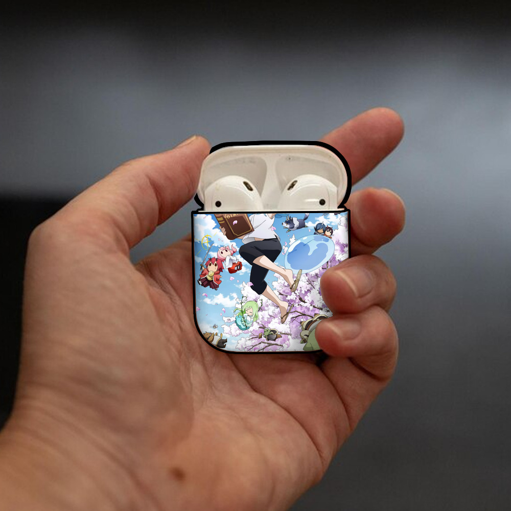 転スラ Regarding Reincarnated to Slime AirPods 第2世代保護ケース ハードシェル ブラック 耐衝撃・防指紋・カラビナ付き