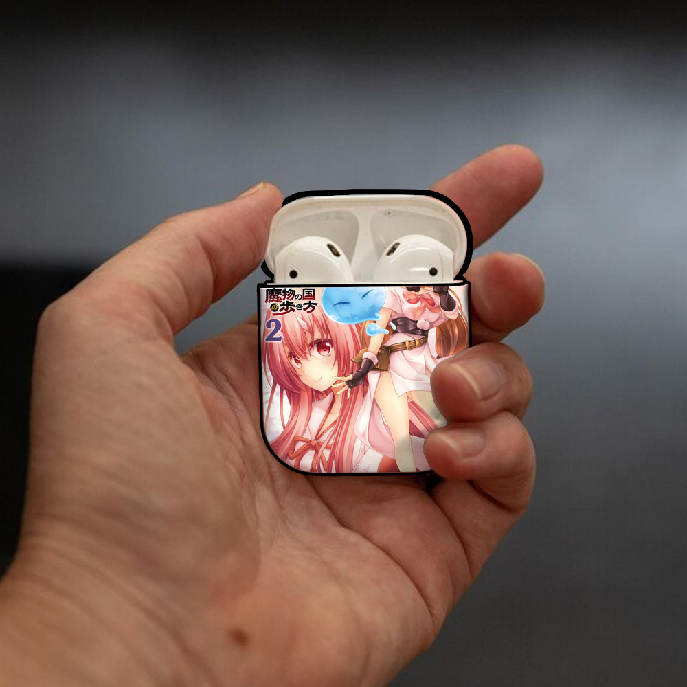 転スラ Regarding Reincarnated to Slime AirPods 第2世代保護ケース ハードシェル ブラック 耐衝撃・防指紋・カラビナ付き