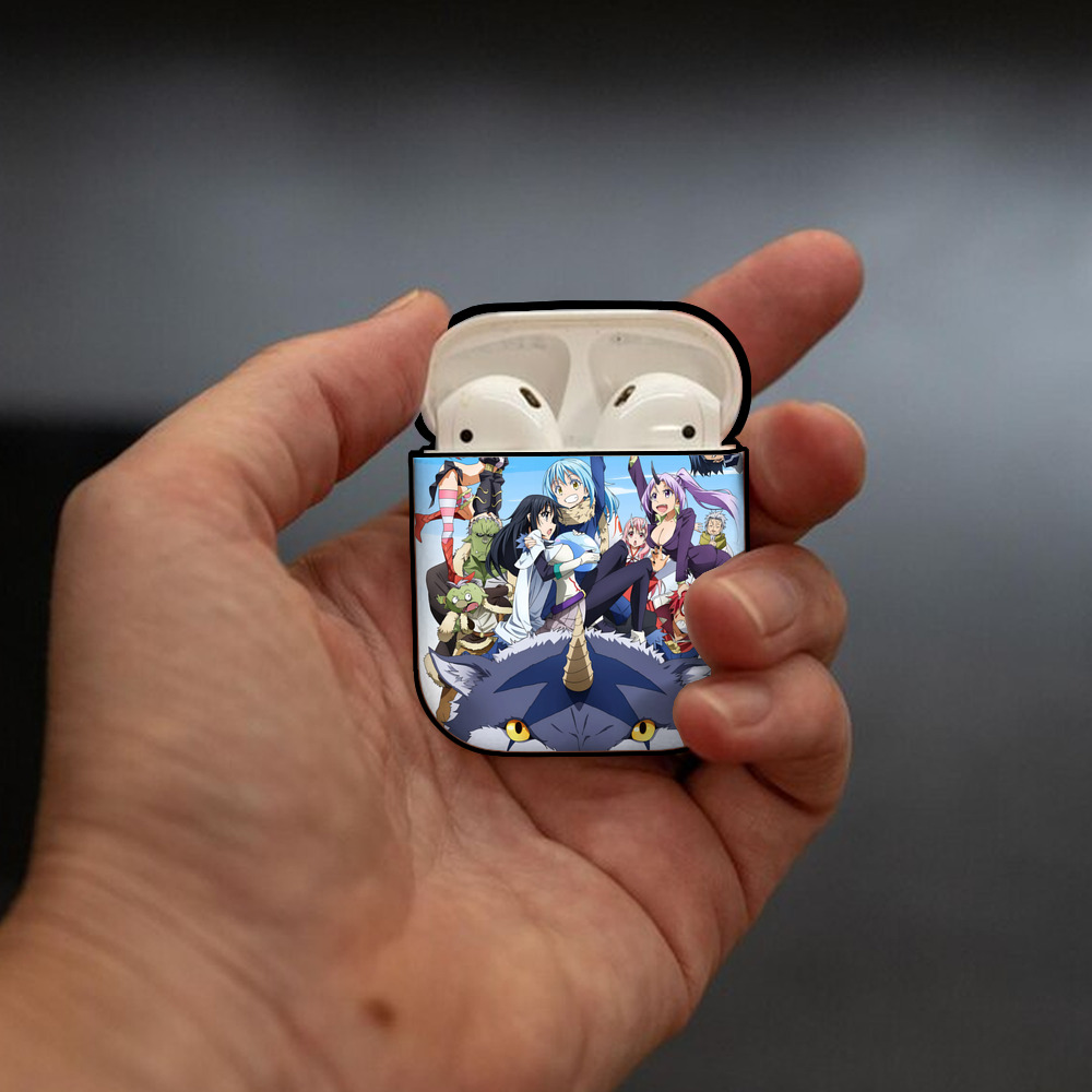 転スラ Regarding Reincarnated to Slime AirPods 第2世代保護ケース ハードシェル ブラック 耐衝撃・防指紋・カラビナ付き