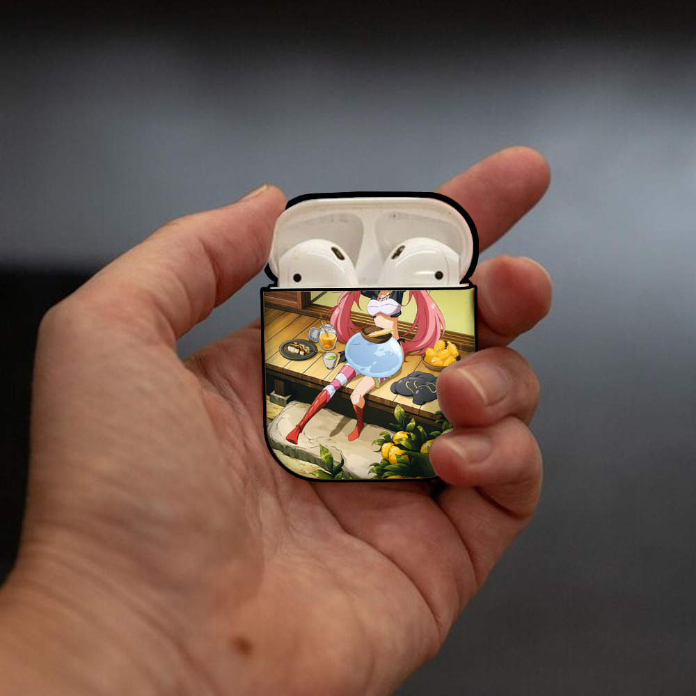 転スラ Regarding Reincarnated to Slime AirPods 第2世代保護ケース ハードシェル ブラック 耐衝撃・防指紋・カラビナ付き