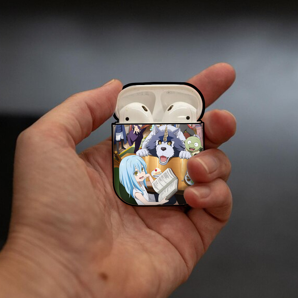 転スラ Regarding Reincarnated to Slime AirPods 第2世代保護ケース ハードシェル ブラック 耐衝撃・防指紋・カラビナ付き