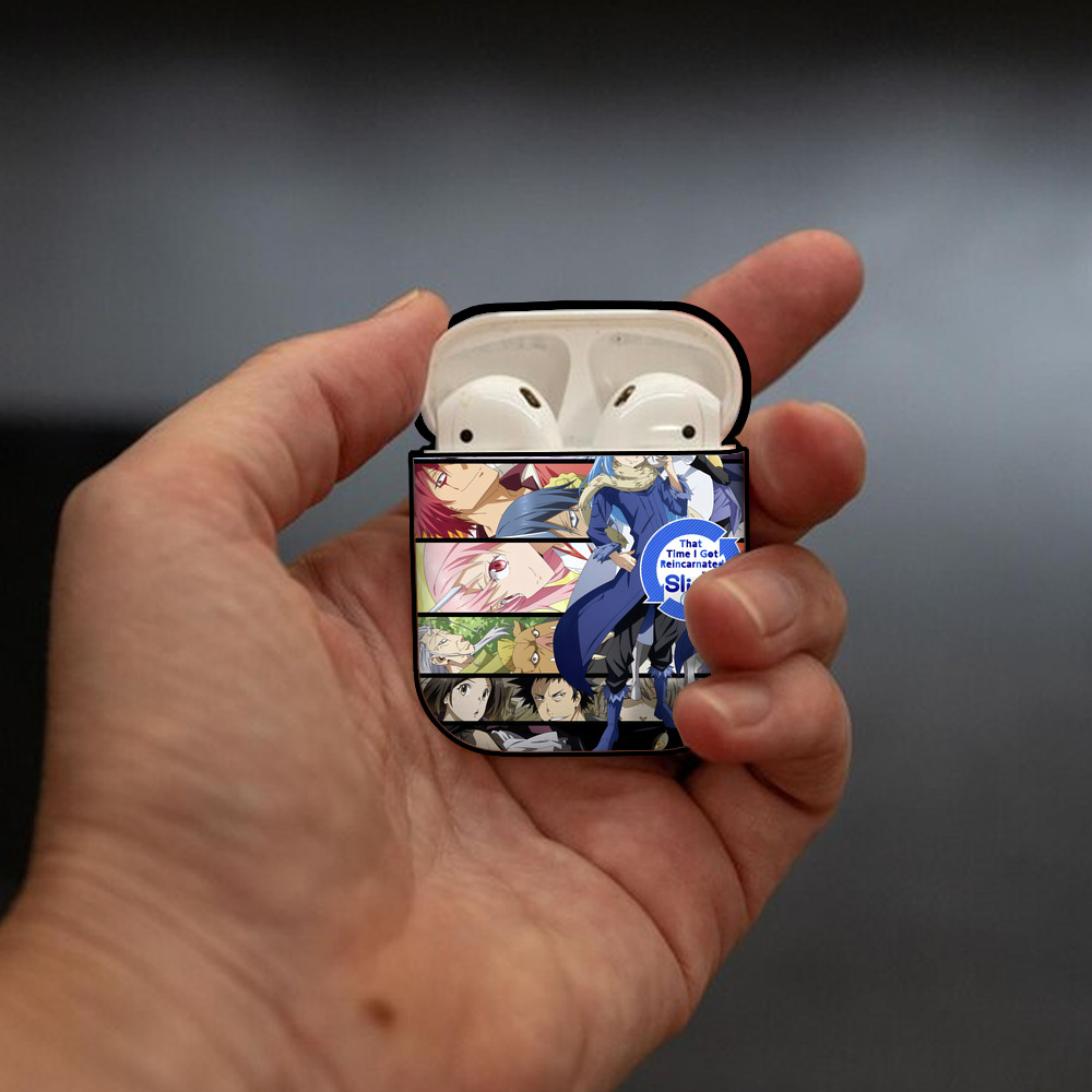 転スラ Regarding Reincarnated to Slime AirPods 第2世代保護ケース ハードシェル ブラック 耐衝撃・防指紋・カラビナ付き