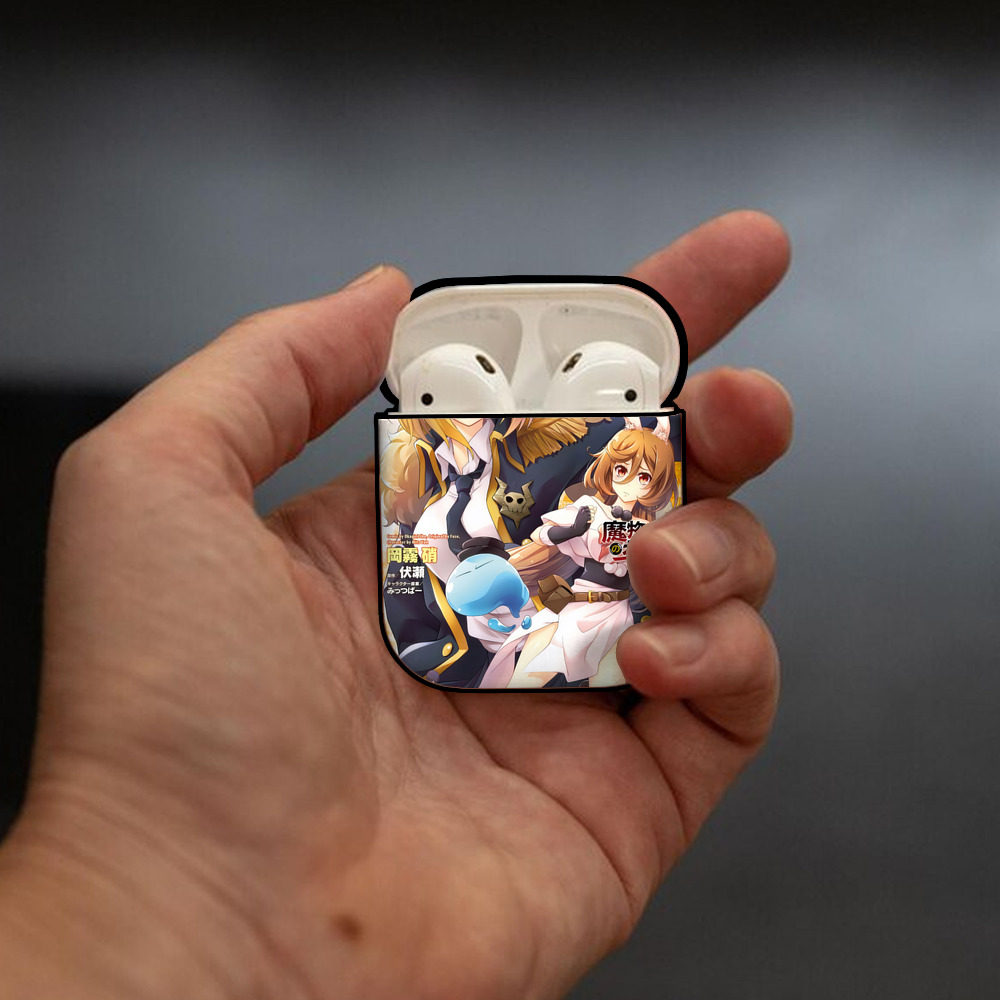 転スラ Regarding Reincarnated to Slime AirPods 第2世代保護ケース ハードシェル ブラック 耐衝撃・防指紋・カラビナ付き