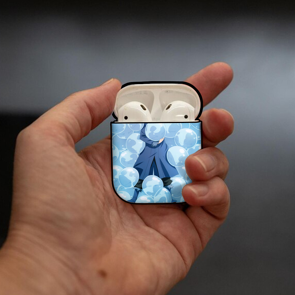 転スラ Regarding Reincarnated to Slime AirPods 第2世代保護ケース ハードシェル ブラック 耐衝撃・防指紋・カラビナ付き