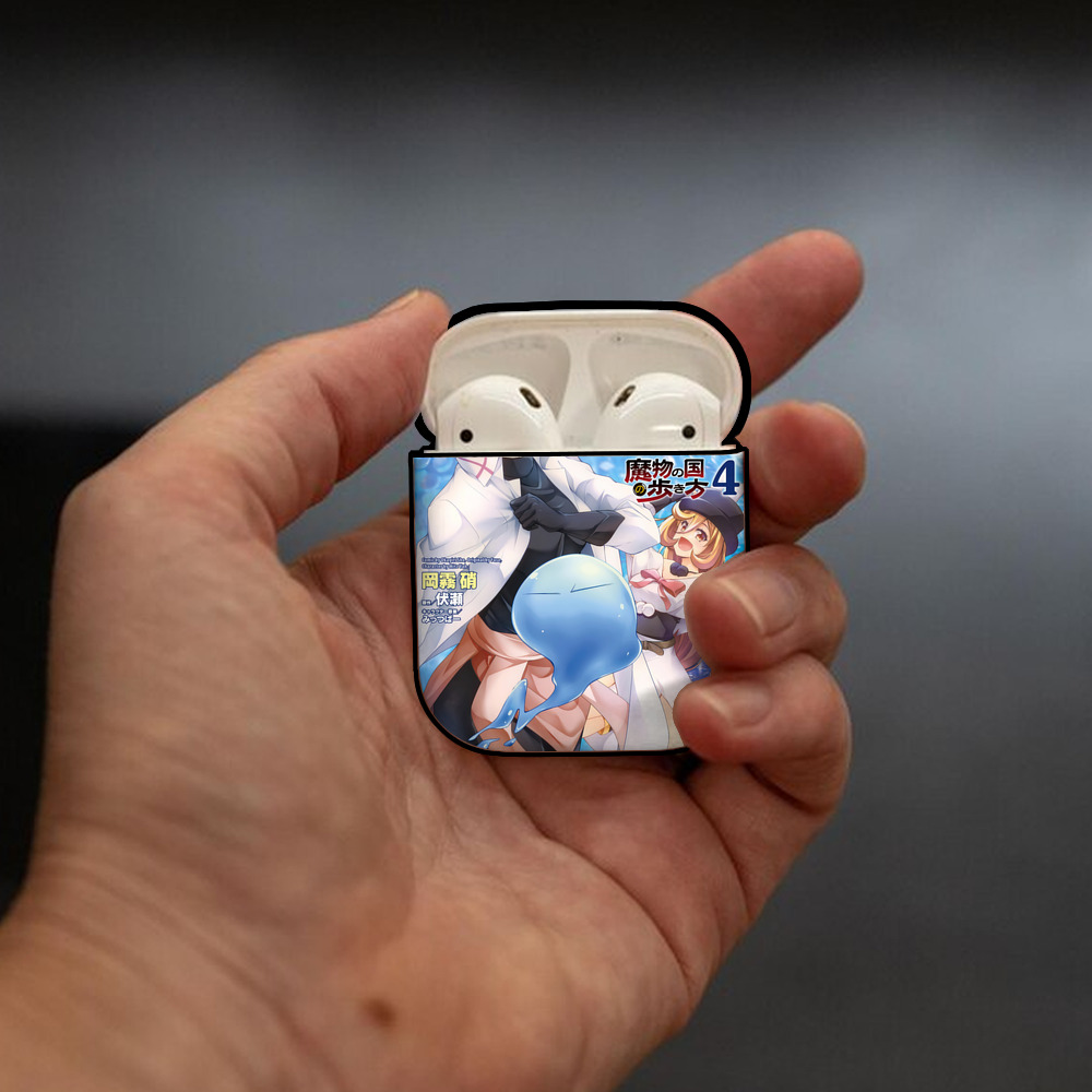 転スラ Regarding Reincarnated to Slime AirPods 第2世代保護ケース ハードシェル ブラック 耐衝撃・防指紋・カラビナ付き