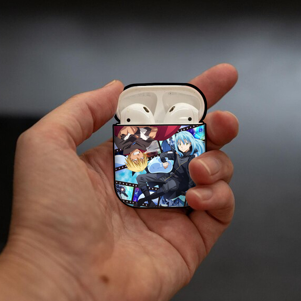 転スラ Regarding Reincarnated to Slime AirPods 第2世代保護ケース ハードシェル ブラック 耐衝撃・防指紋・カラビナ付き