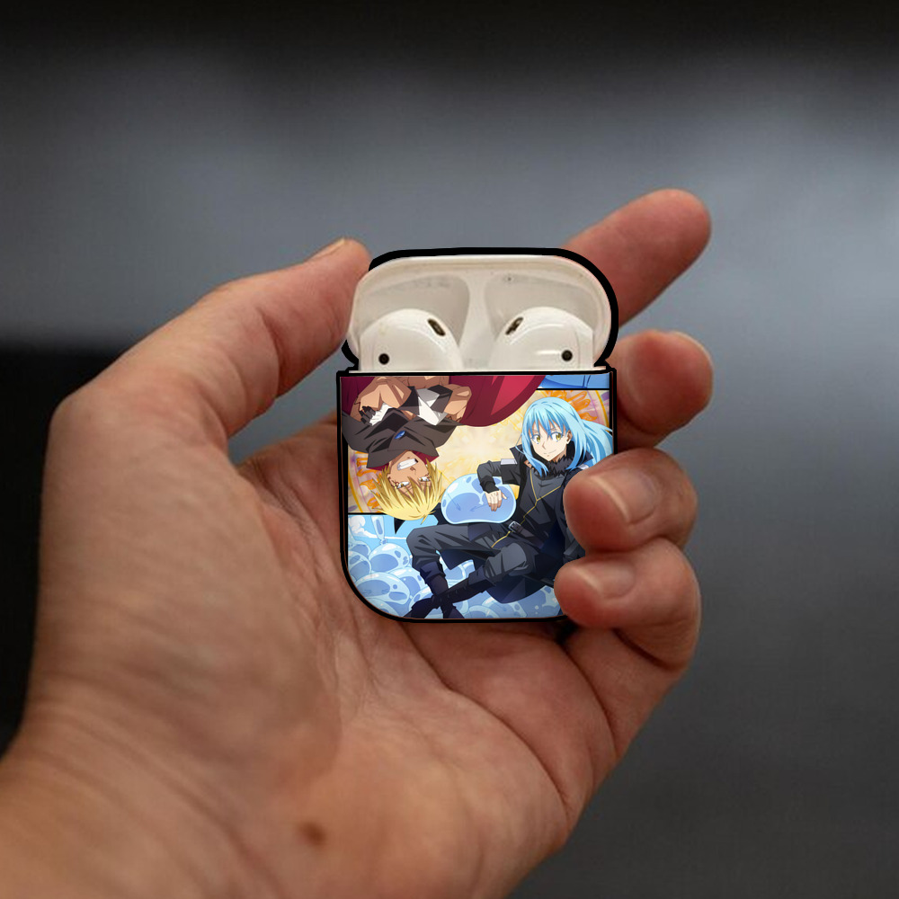 転スラ Regarding Reincarnated to Slime AirPods 第2世代保護ケース ハードシェル ブラック 耐衝撃・防指紋・カラビナ付き
