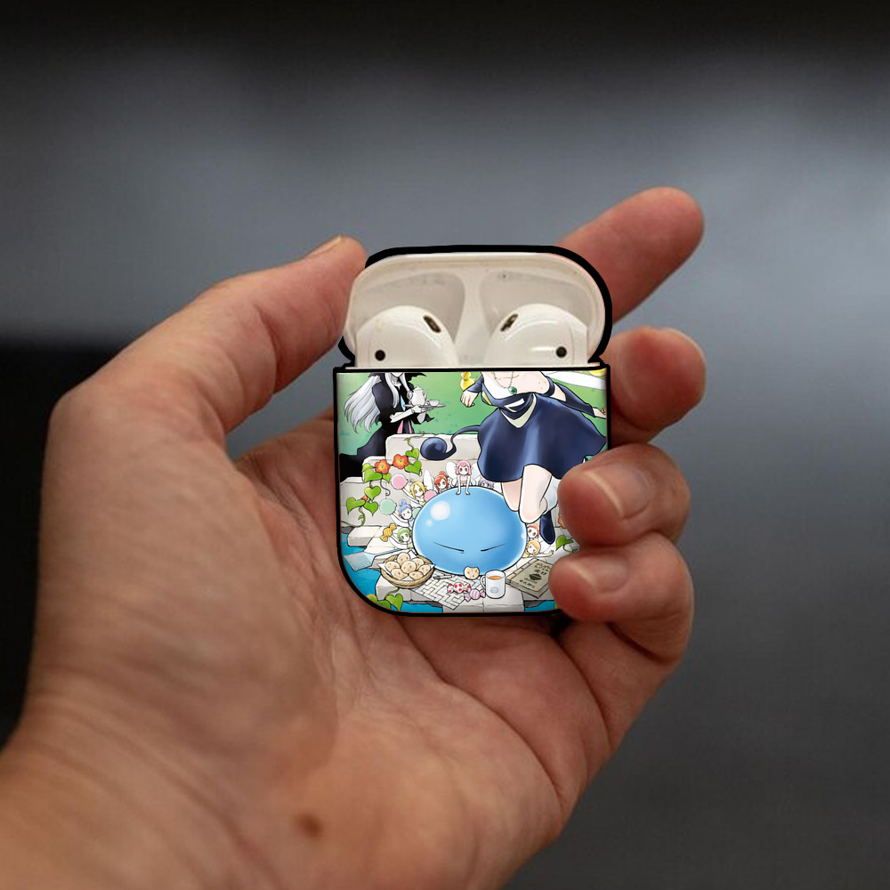 転スラ Regarding Reincarnated to Slime AirPods 第2世代保護ケース ハードシェル ブラック 耐衝撃・防指紋・カラビナ付き
