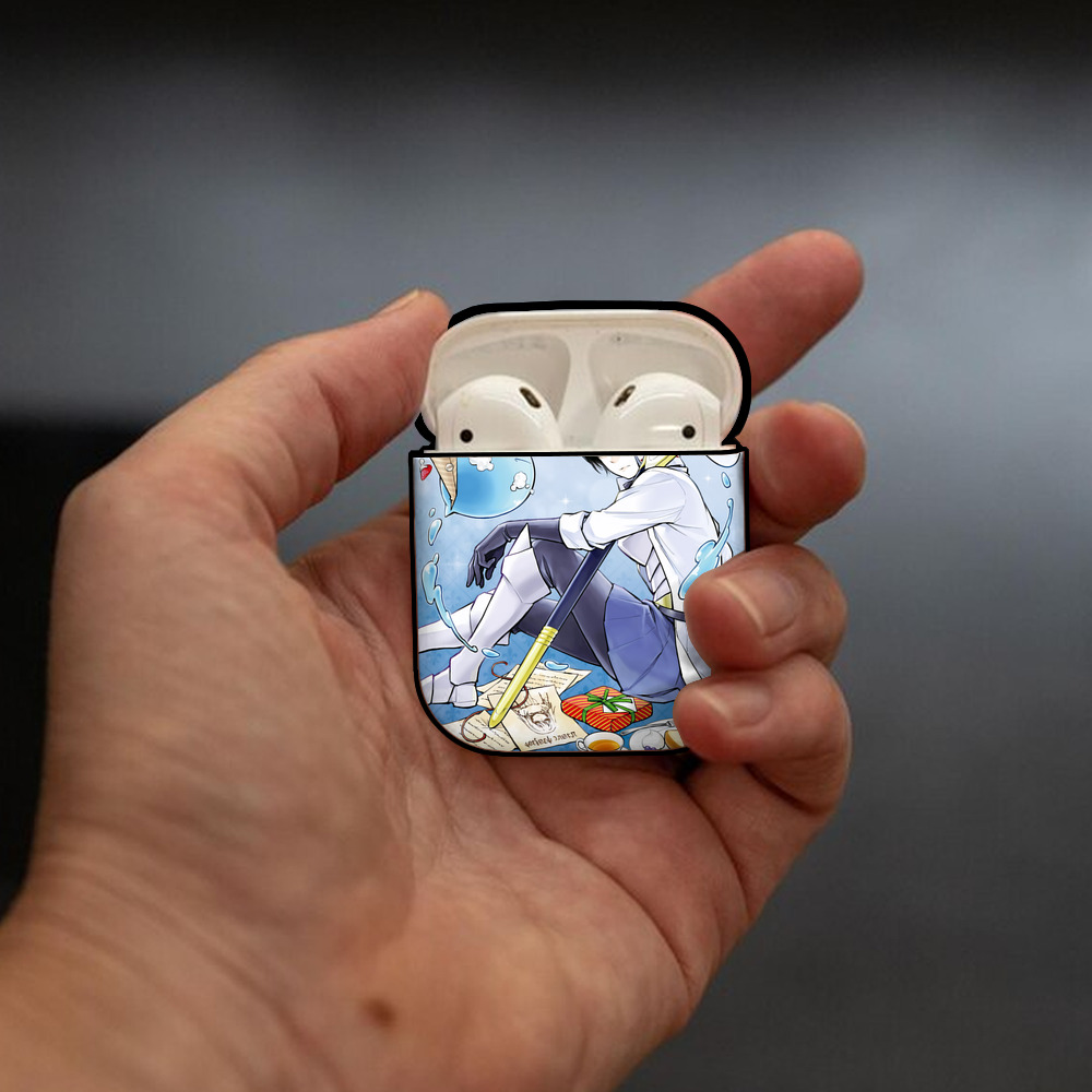 転スラ Regarding Reincarnated to Slime AirPods 第2世代保護ケース ハードシェル ブラック 耐衝撃・防指紋・カラビナ付き