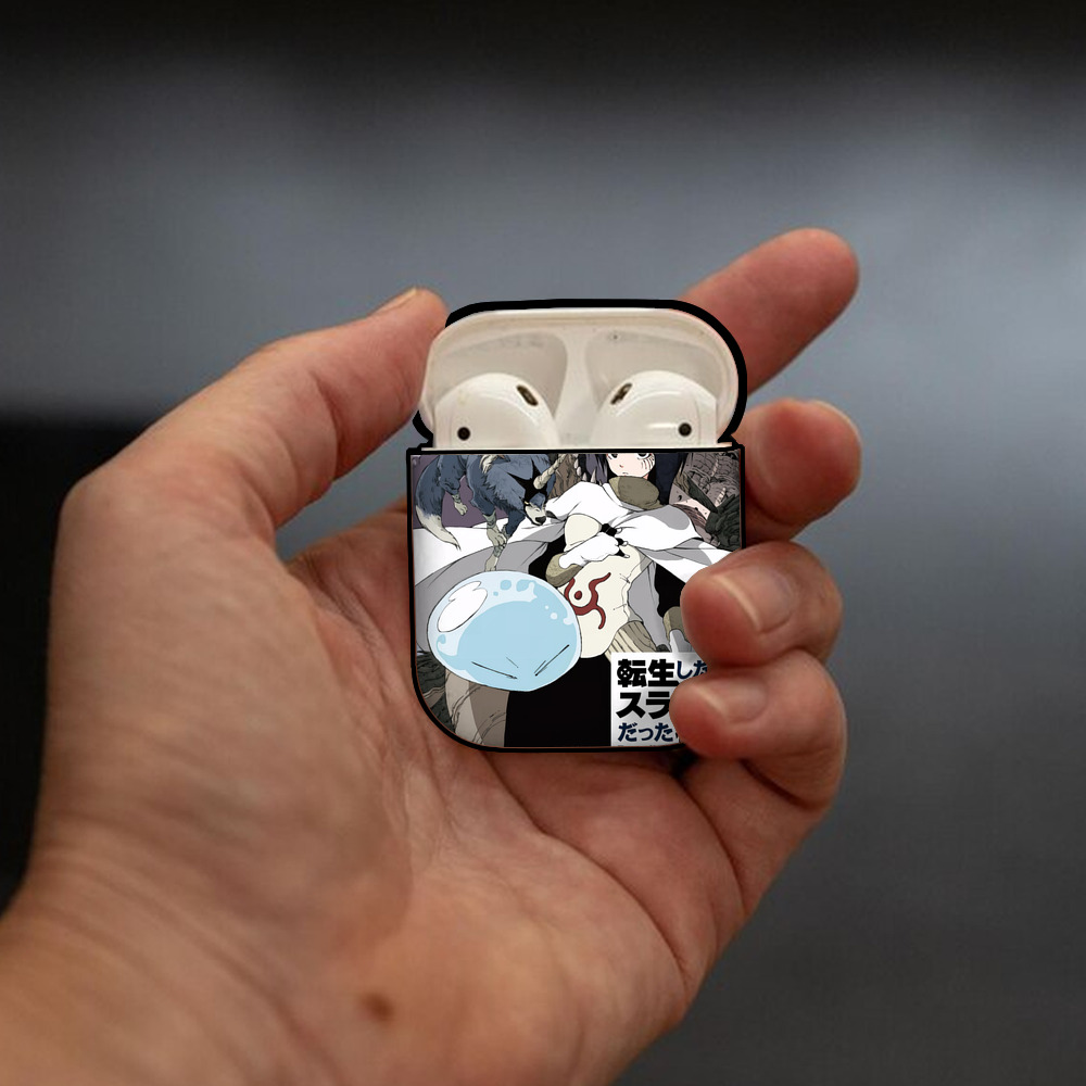 転スラ Regarding Reincarnated to Slime AirPods 第2世代保護ケース ハードシェル ブラック 耐衝撃・防指紋・カラビナ付き