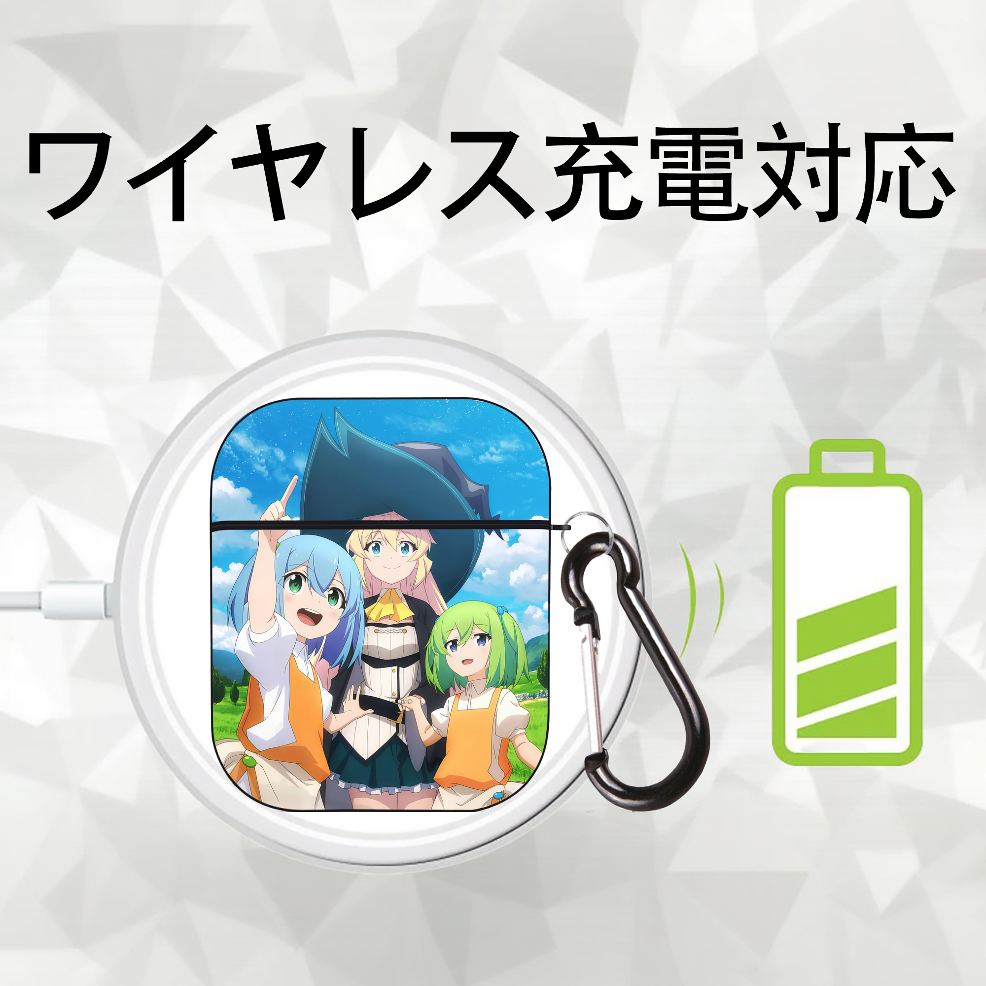 転スラ Regarding Reincarnated to Slime AirPods 第2世代保護ケース ハードシェル ブラック 耐衝撃・防指紋・カラビナ付き