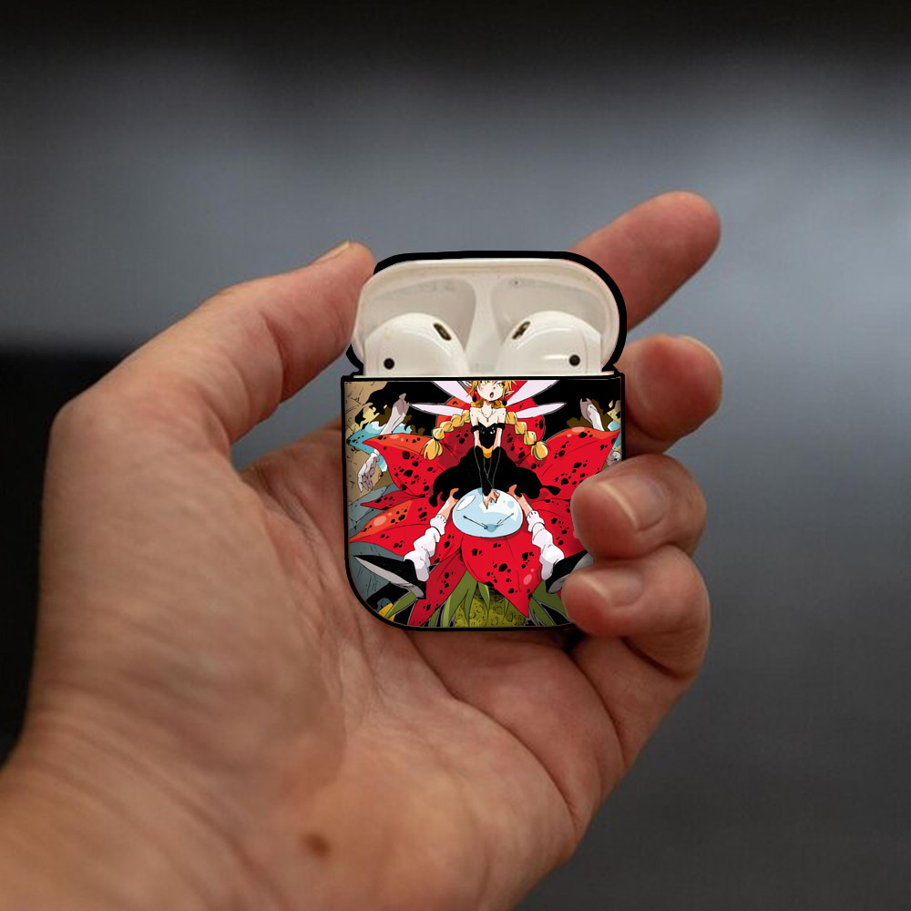 転スラ Regarding Reincarnated to Slime AirPods 第2世代保護ケース ハードシェル ブラック 耐衝撃・防指紋・カラビナ付き