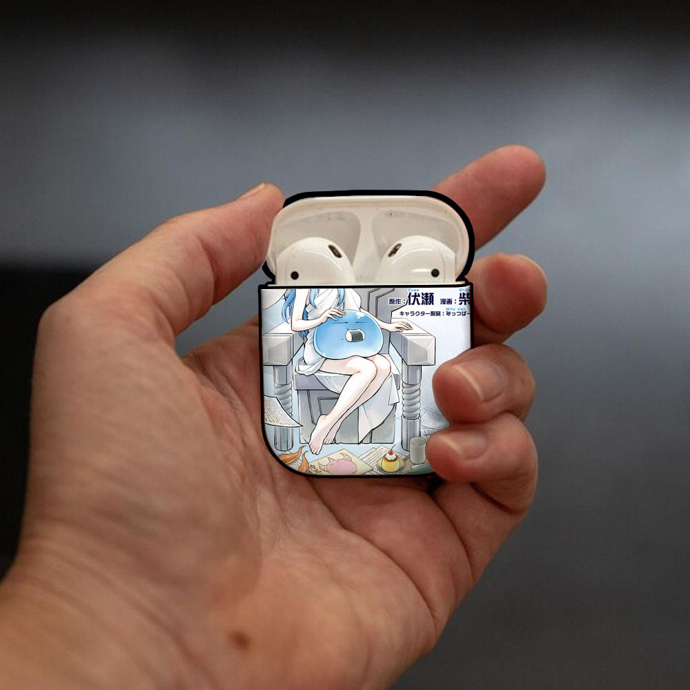 転スラ Regarding Reincarnated to Slime AirPods 第2世代保護ケース ハードシェル ブラック 耐衝撃・防指紋・カラビナ付き