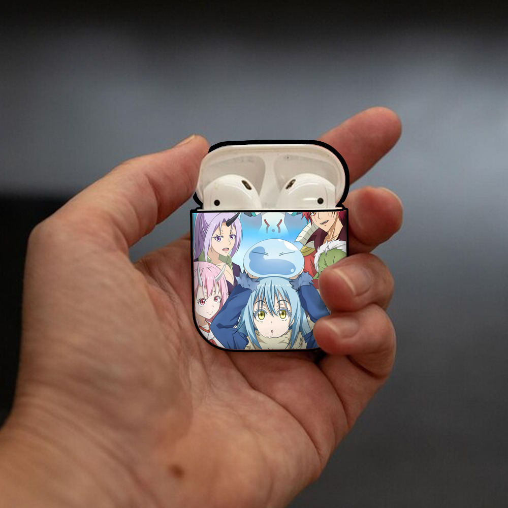 転スラ Regarding Reincarnated to Slime AirPods 第2世代保護ケース ハードシェル ブラック 耐衝撃・防指紋・カラビナ付き
