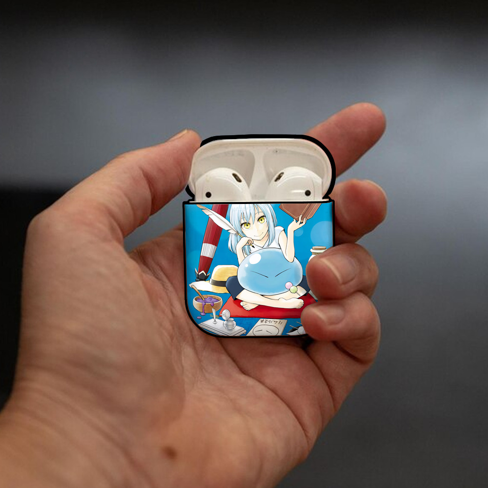 転スラ Regarding Reincarnated to Slime AirPods 第2世代保護ケース ハードシェル ブラック 耐衝撃・防指紋・カラビナ付き
