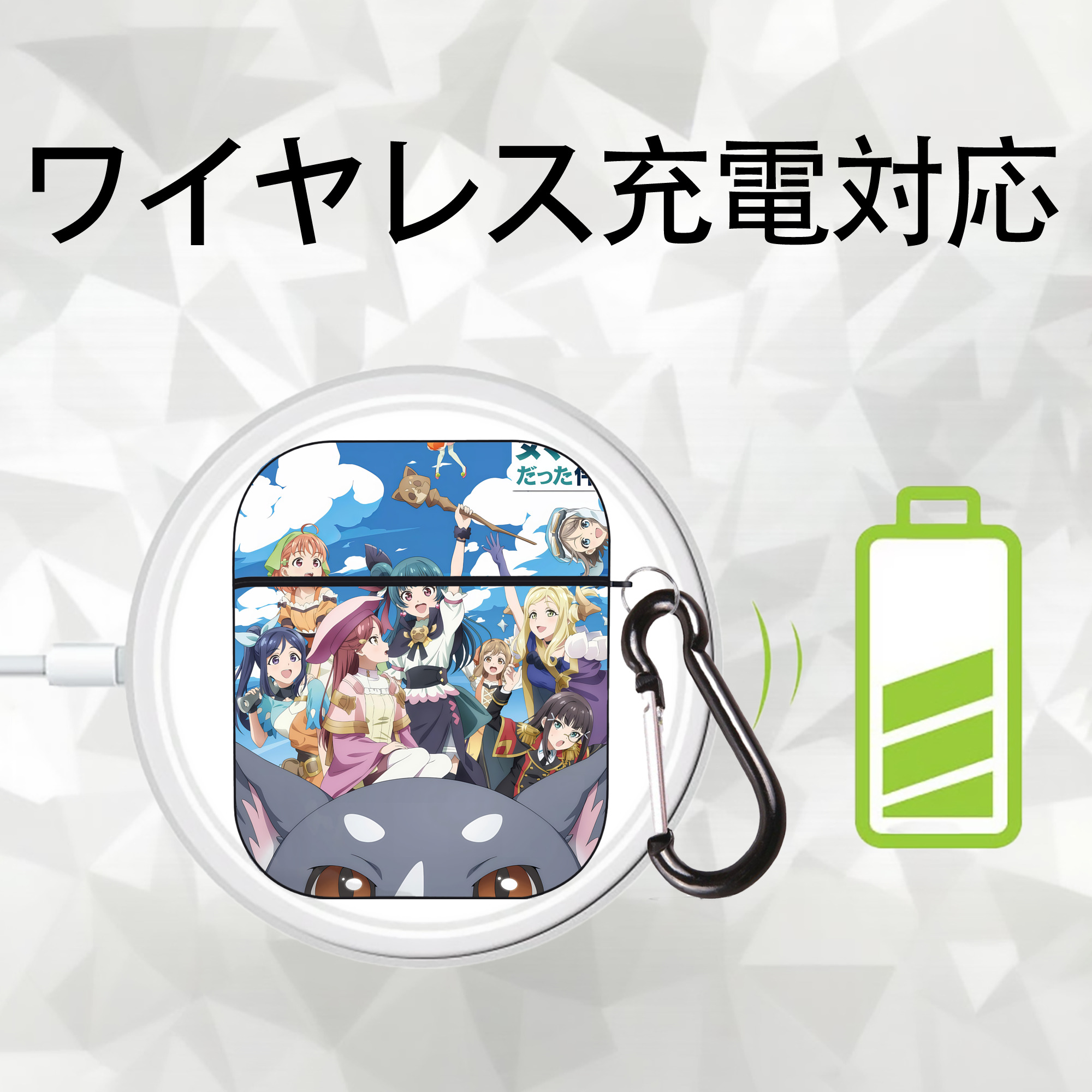 転スラ Regarding Reincarnated to Slime AirPods 第2世代保護ケース ハードシェル ブラック 耐衝撃・防指紋・カラビナ付き