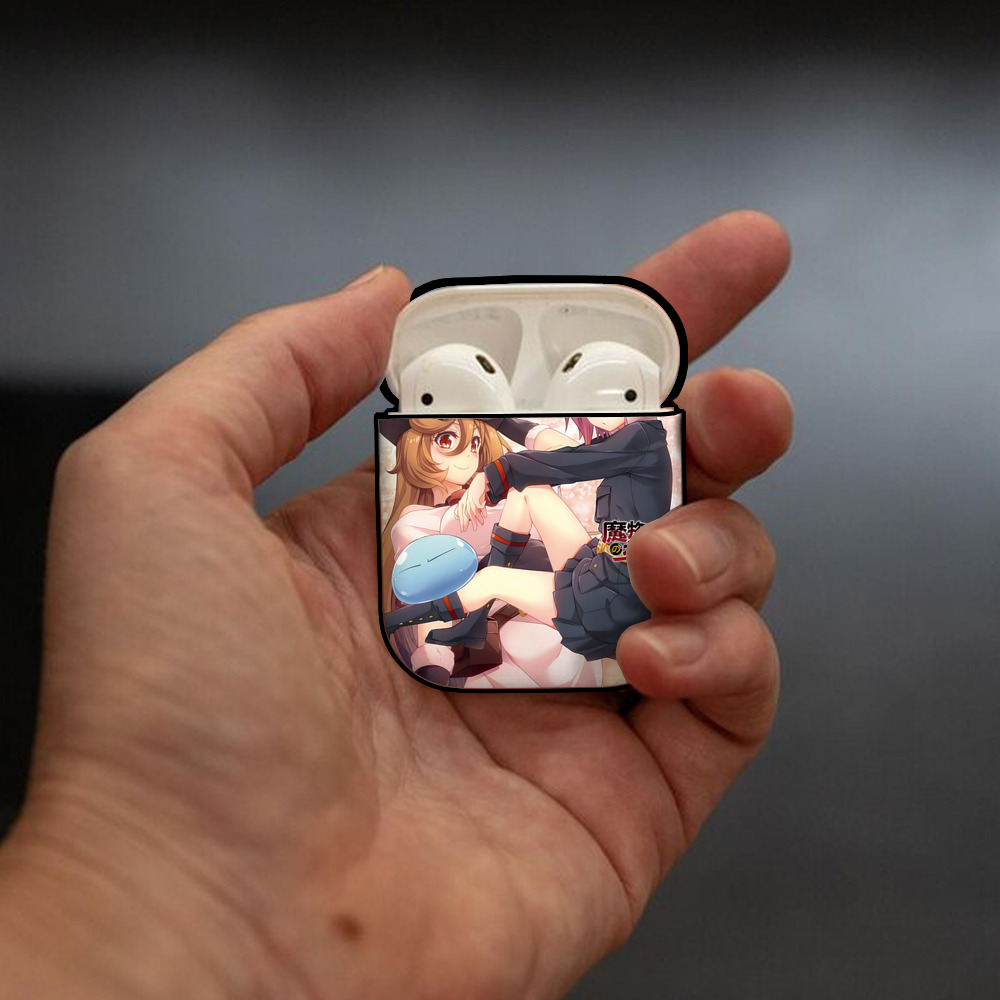 転スラ Regarding Reincarnated to Slime AirPods 第2世代保護ケース ハードシェル ブラック 耐衝撃・防指紋・カラビナ付き